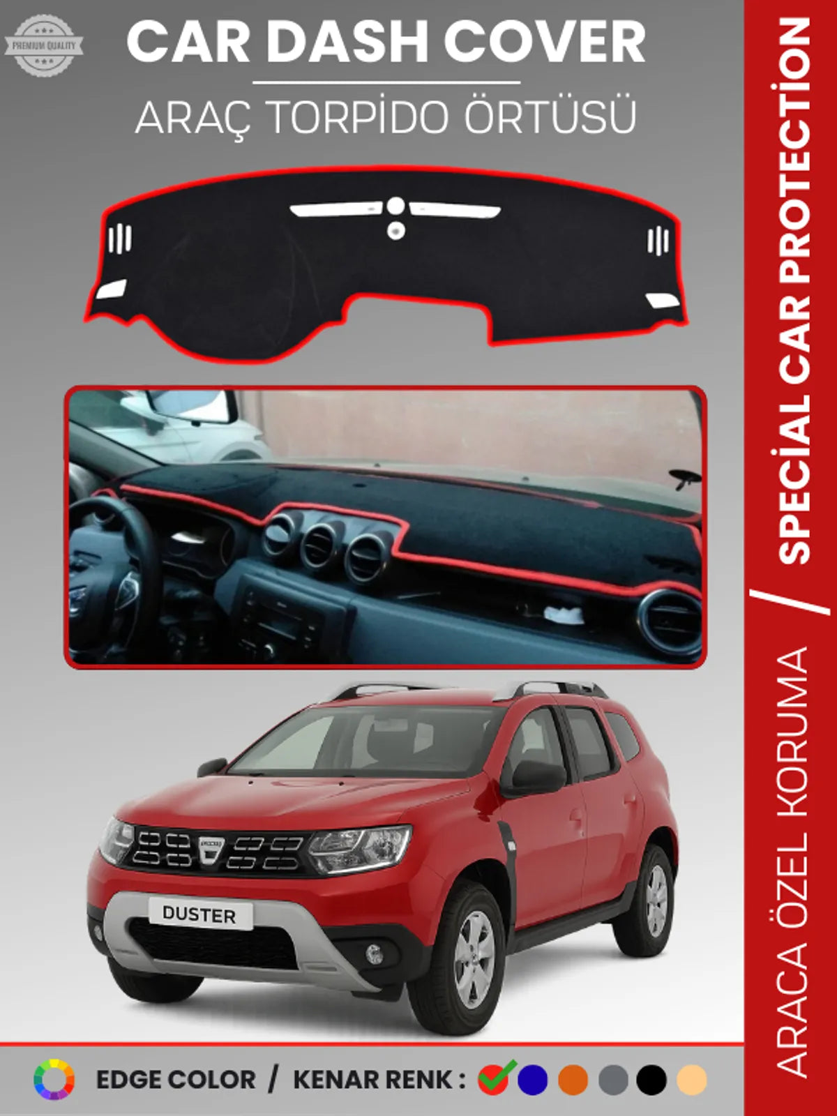 DACIA DUSTER (2018-2020) Uyumlu Torpido Örtüsü Araca Özel Ön Göğüs Koruma