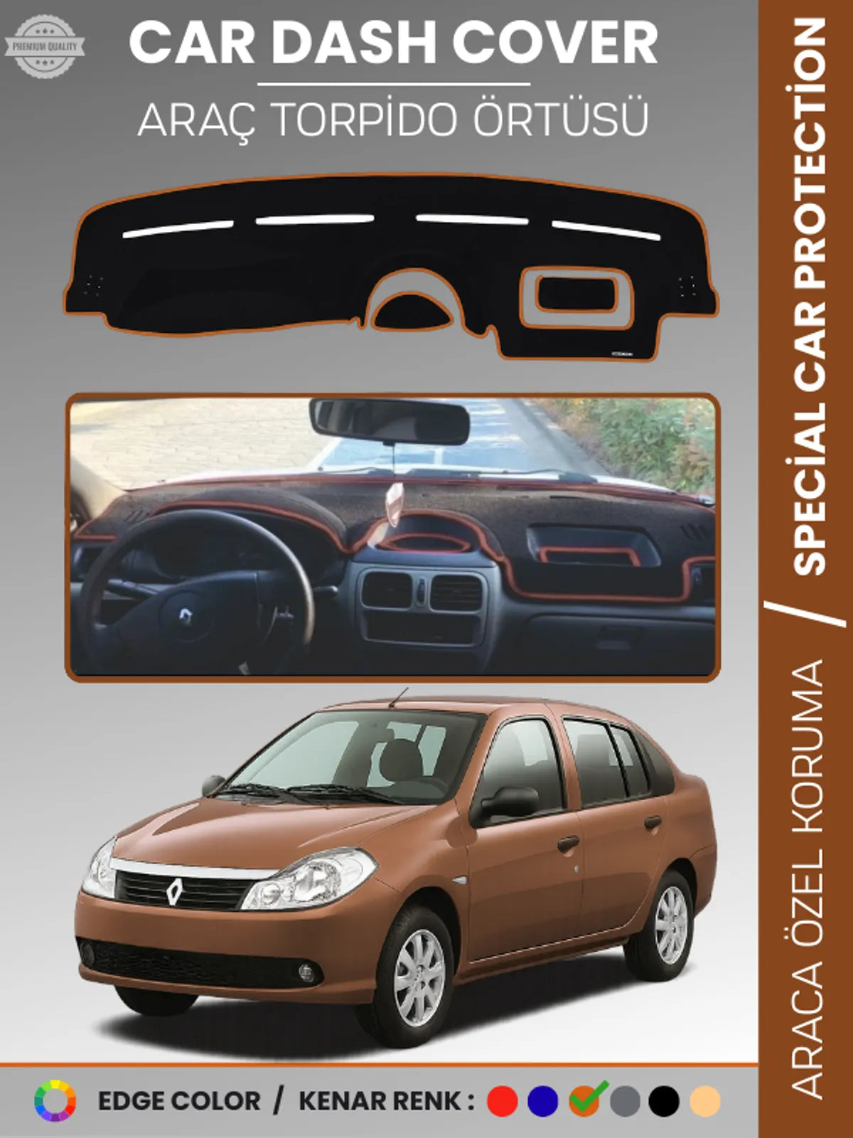 RENAULT SYMBOL 2 ALİZE (2008-2013) Uyumlu Torpido Örtüsü Araca Özel Ön Göğüs Koruma