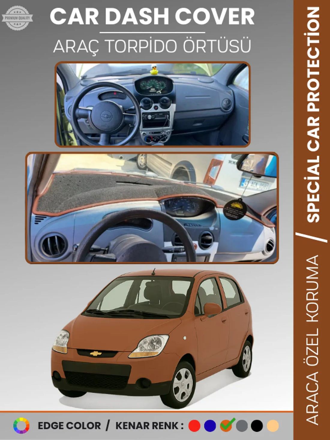 CHEVROLET SPARK (2009-2015) Uyumlu Torpido Örtüsü Araca Özel Ön Göğüs Koruma