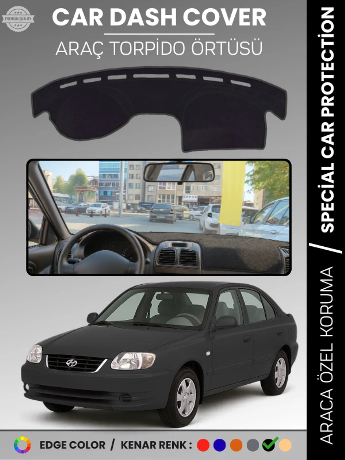 HYUNDAİ ACCENT ADMİRE-MİLENİUM (2000-2005) Uyumlu Torpido Örtüsü Araca Özel Ön Göğüs Koruma