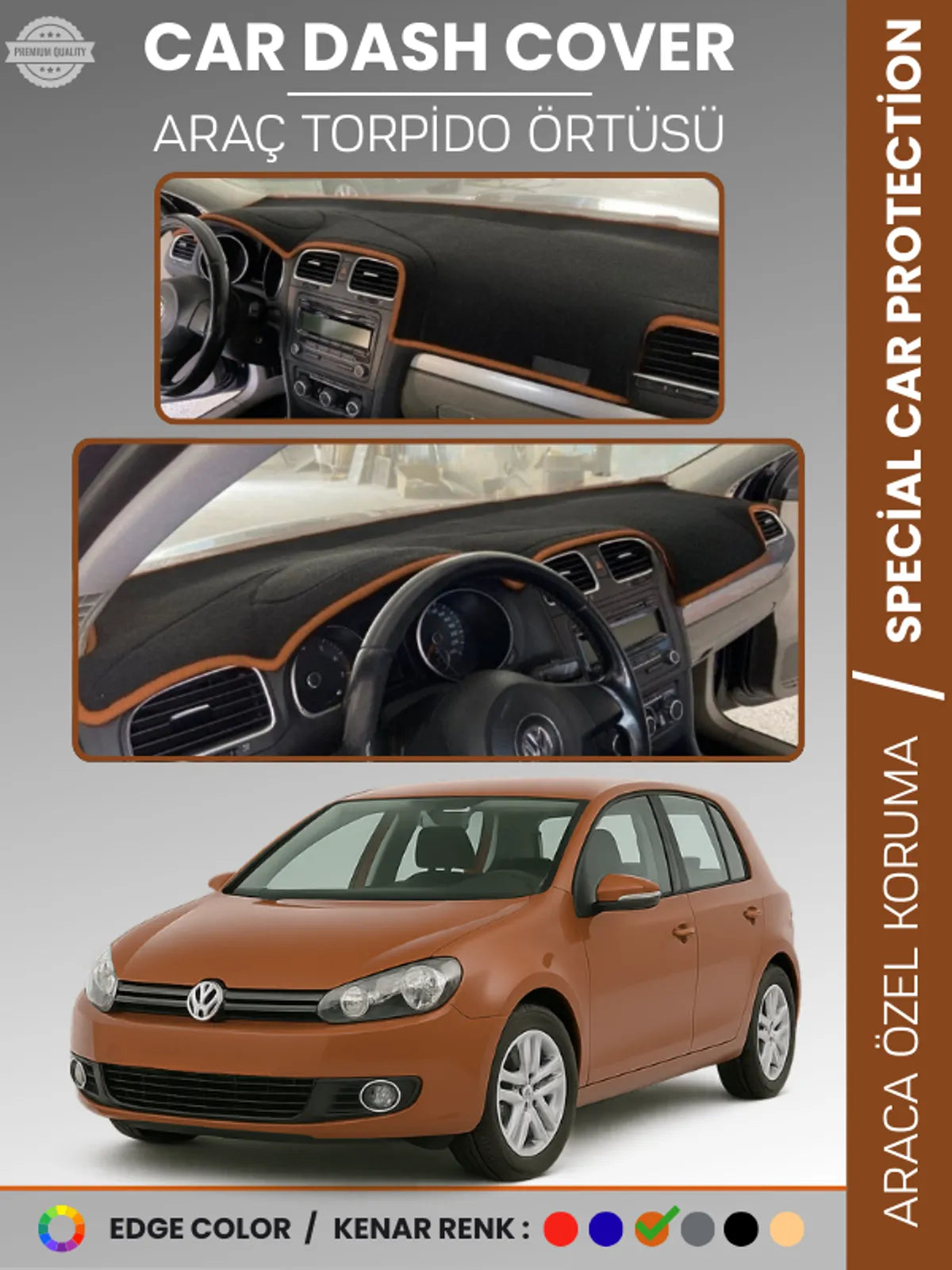 VOLKSWAGEN GOLF 6 (2008-2012) Uyumlu Torpido Örtüsü Araca Özel Ön Göğüs Koruma