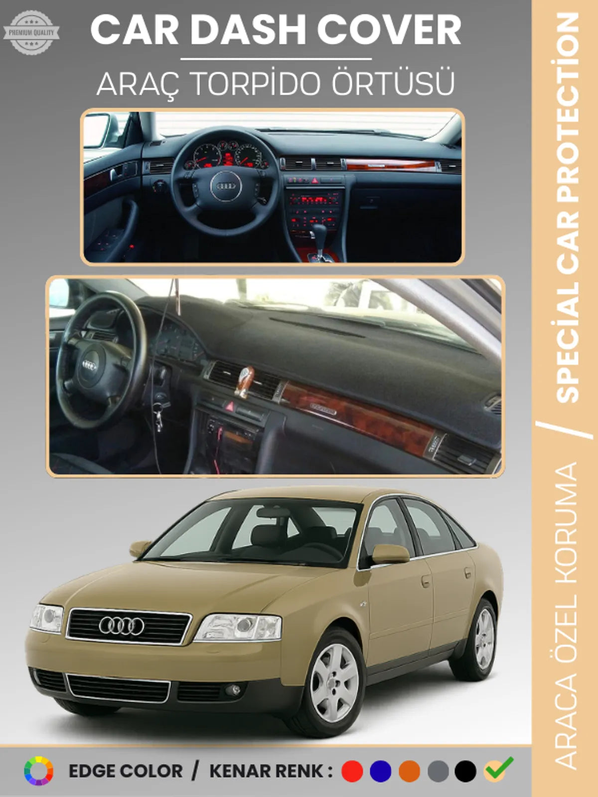 AUDI A6 (1997-2004) Uyumlu Torpido Örtüsü Araca Özel Ön Göğüs Koruma