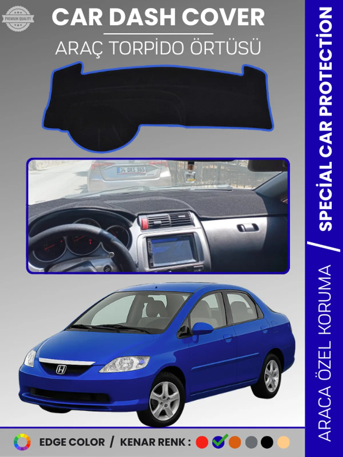 HONDA CITY (2002-2007) Uyumlu Torpido Örtüsü Araca Özel Ön Göğüs Koruma