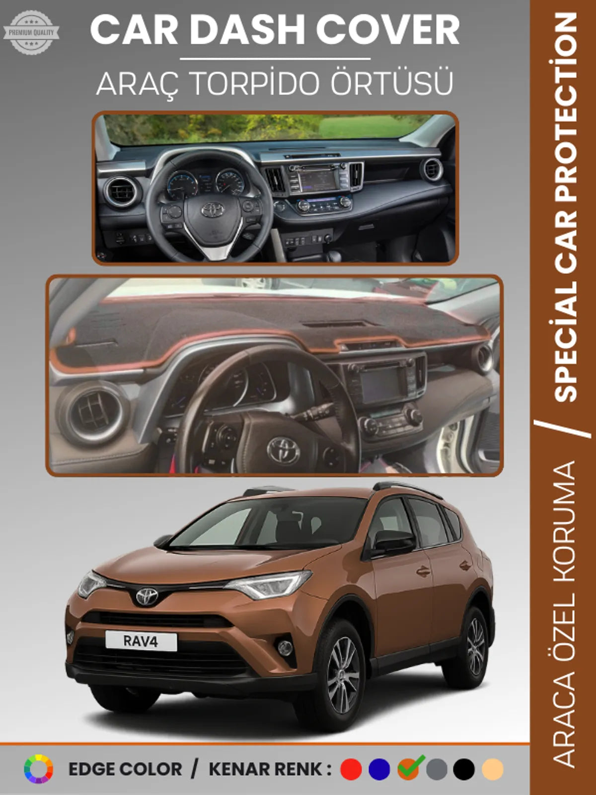 TOYOTA RAV4 XA40 (2013-2018) Uyumlu Torpido Örtüsü Araca Özel Ön Göğüs Koruma