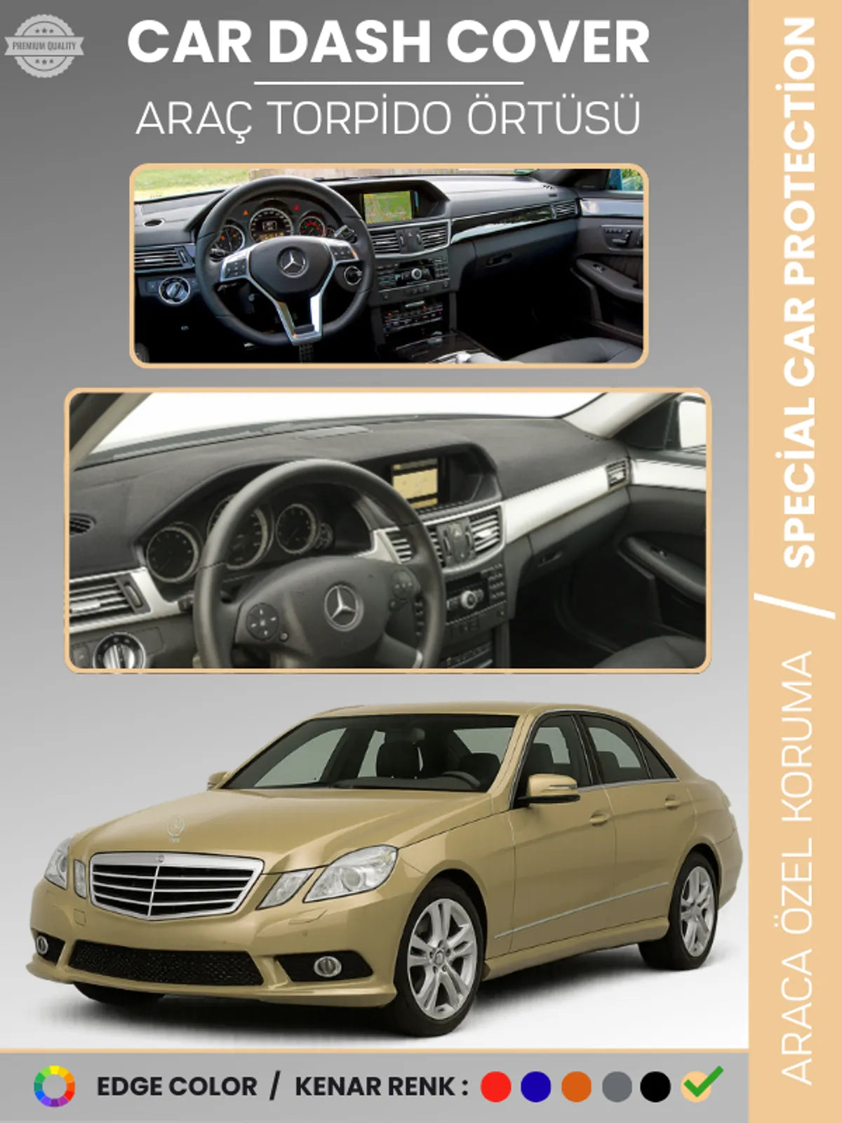 MERCEDES E200 / E220 / E250 / E300 W212 (2009-2016) Uyumlu Torpido Örtüsü Araca Özel Ön Göğüs Koruma