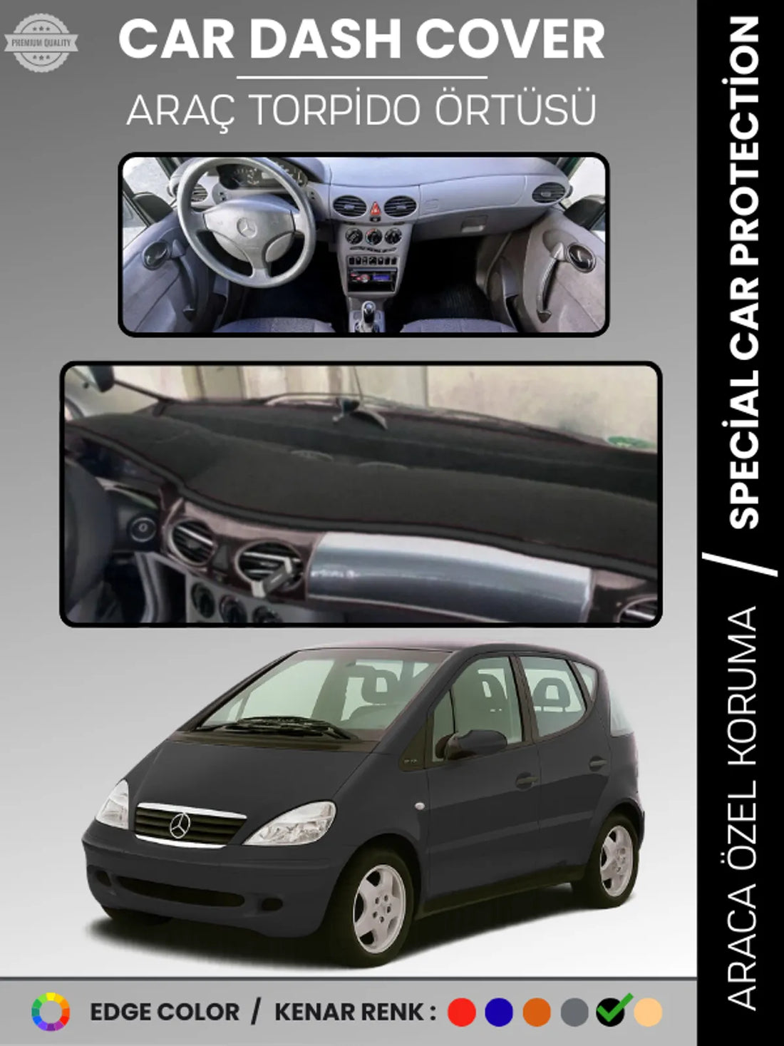 MERCEDES A CLASS W168 (1997-2004) Uyumlu Torpido Örtüsü Araca Özel Ön Göğüs Koruma