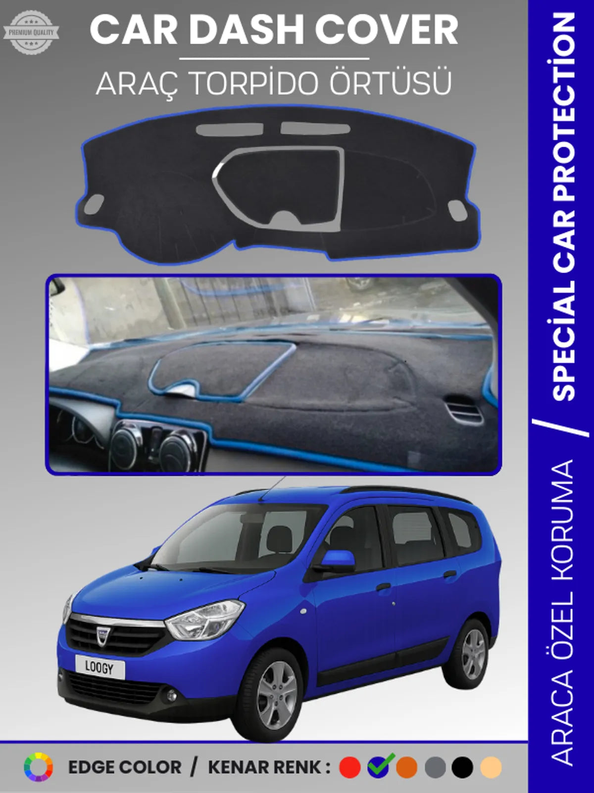 DACIA LODGY (2010-2017) Uyumlu Torpido Örtüsü Araca Özel Ön Göğüs Koruma