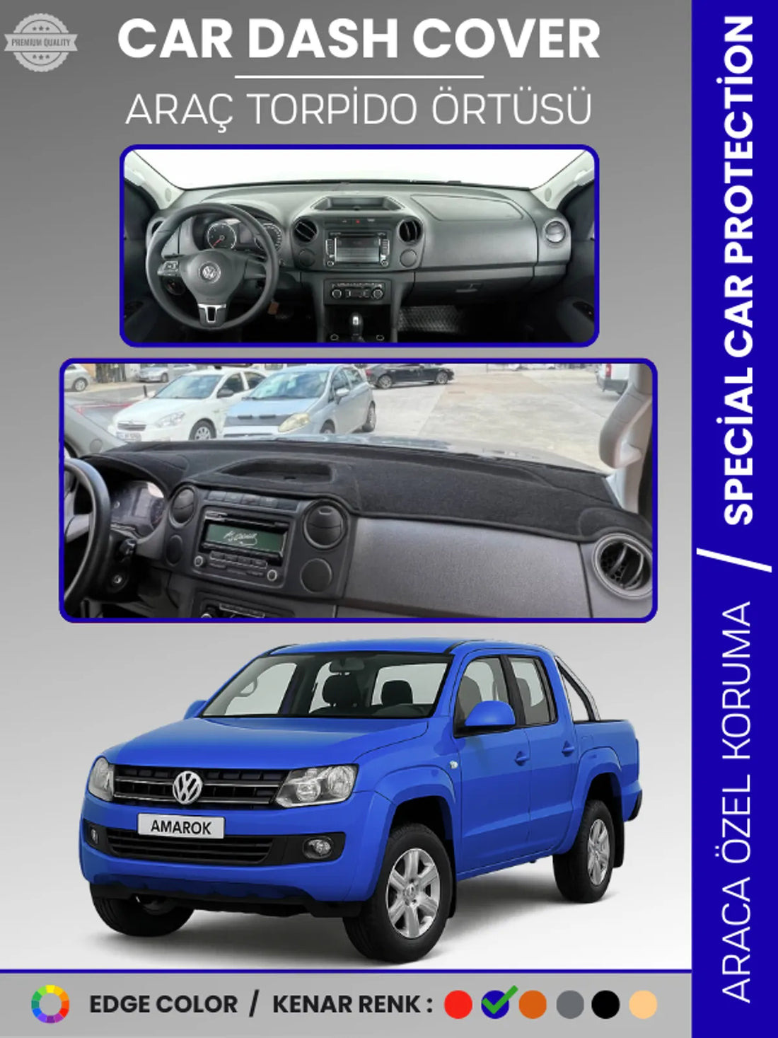 VOLKSWAGEN AMAROK (2009-2016) Uyumlu Torpido Örtüsü Araca Özel Ön Göğüs Koruma