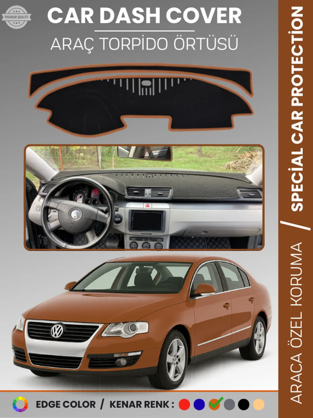 VOLKSWAGEN PASSAT B6 (2005-2010) Uyumlu Torpido Örtüsü Araca Özel Ön Göğüs Koruma