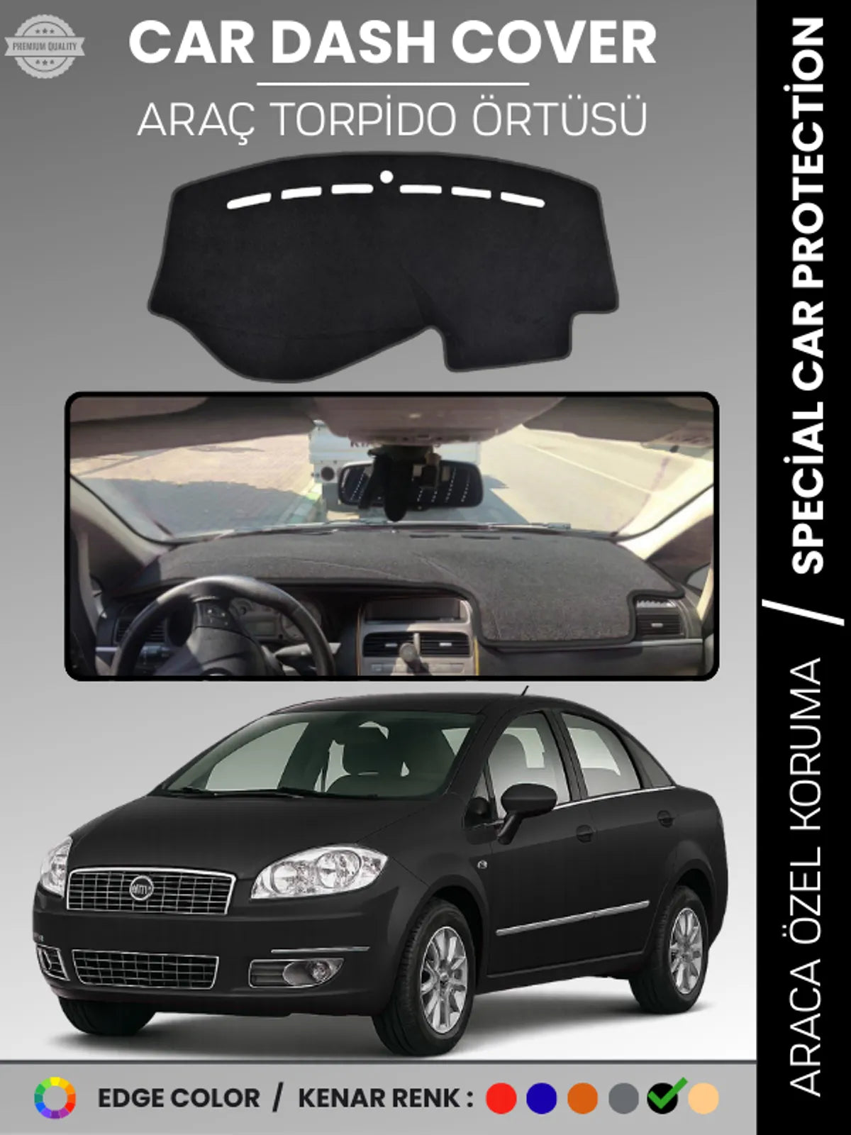 FIAT Linea (2007-2015) Uyumlu Torpido Örtüsü Araca Özel Ön Göğüs Koruma