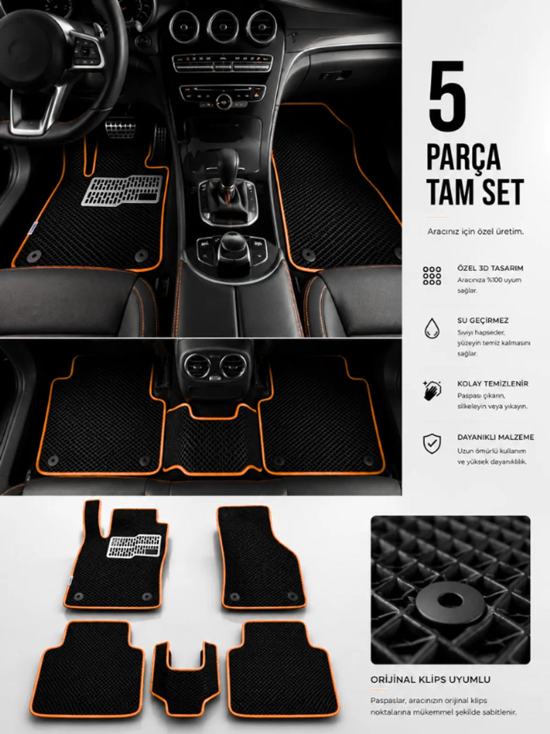 Volkswagen Polo-6N2 (2000-2001) Araca Özel EVA Oto Paspas Seti Topukluk Dahil Tam Set