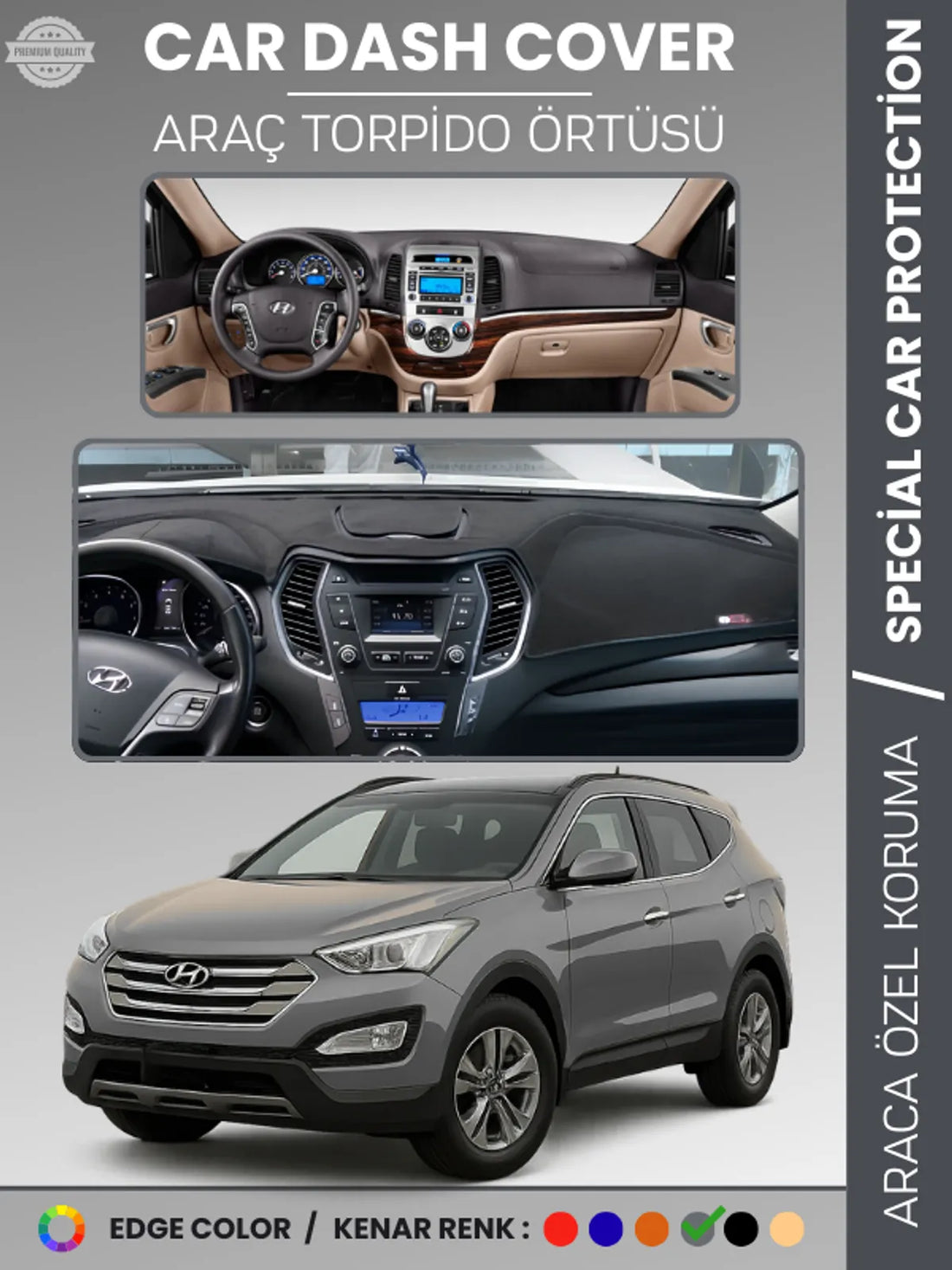 HYUNDAİ SANTAFE (2012-2017) Uyumlu Torpido Örtüsü Araca Özel Ön Göğüs Koruma