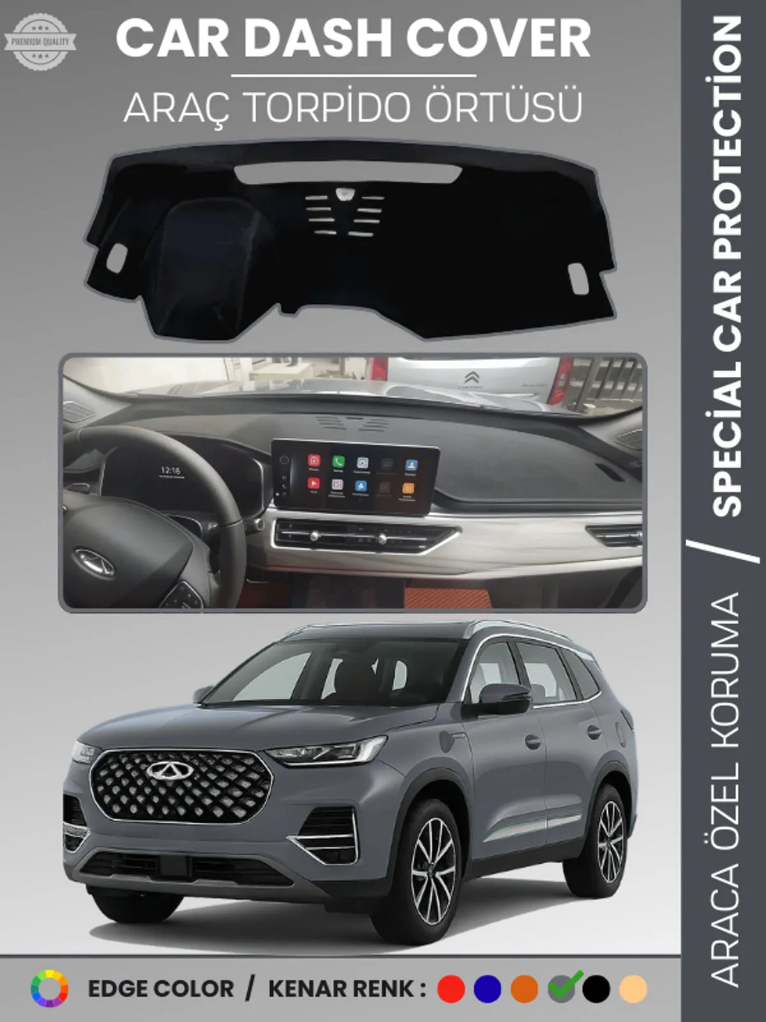 Chery Tiggo 8 Pro (2020+) Uyumlu Torpido Örtüsü Araca Özel Ön Göğüs Koruma
