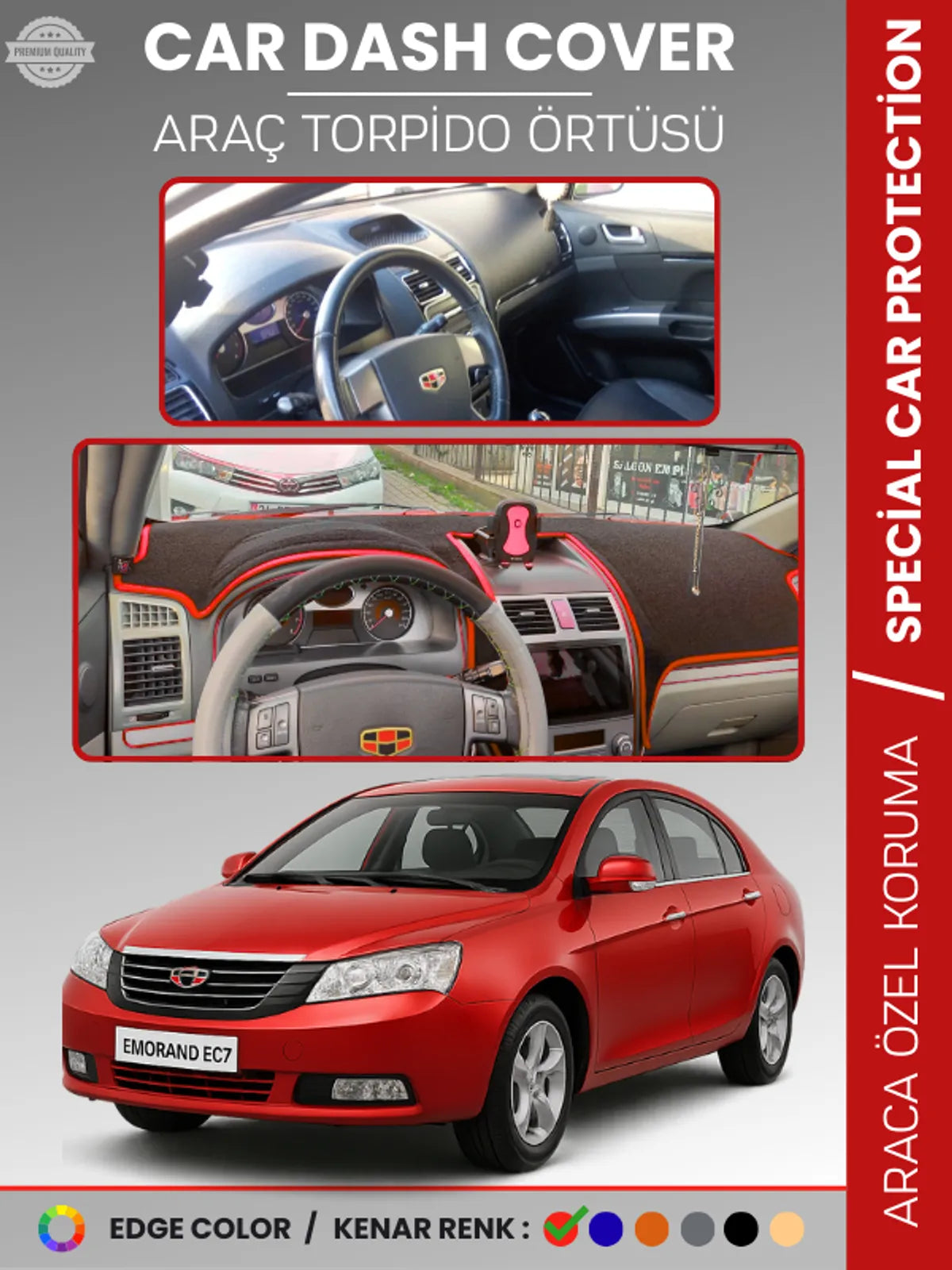 GEELY EMGRAND EC7 (2009-2017) Uyumlu Torpido Örtüsü Araca Özel Ön Göğüs Koruma