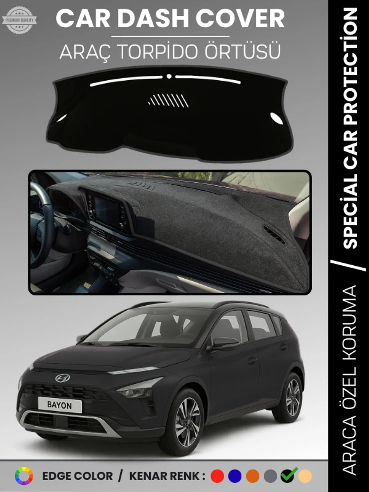 HYUNDAİ BAYON (2020+) Uyumlu Torpido Örtüsü Araca Özel Ön Göğüs Koruma