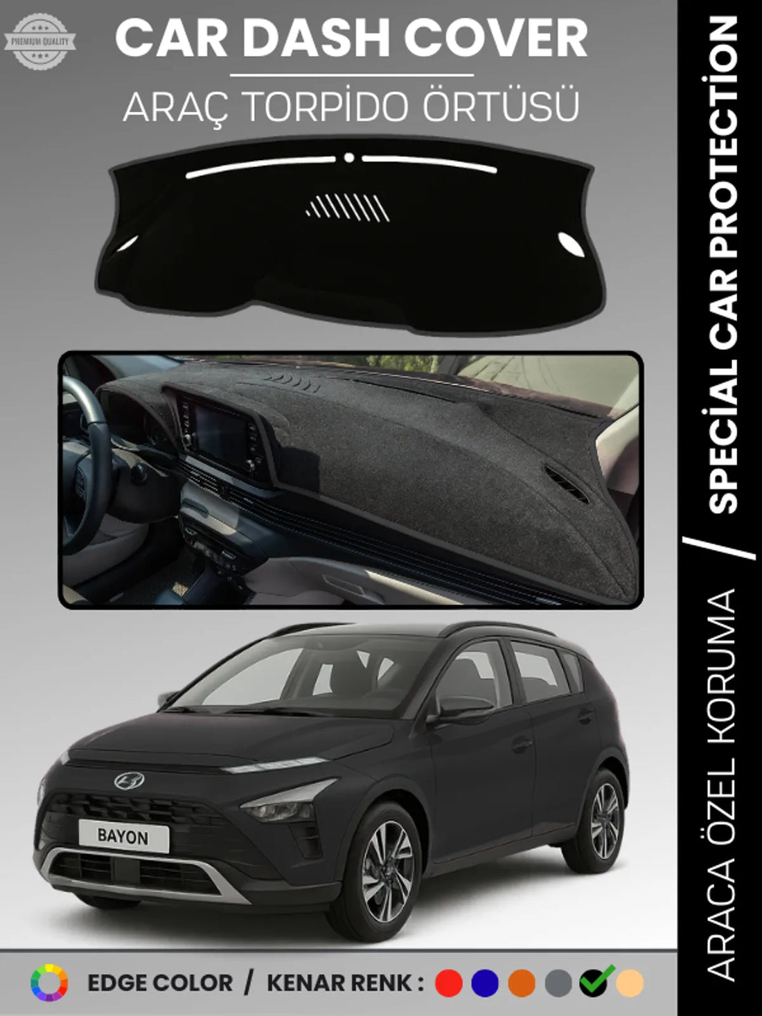 HYUNDAİ BAYON (2020+) Uyumlu Torpido Örtüsü Araca Özel Ön Göğüs Koruma