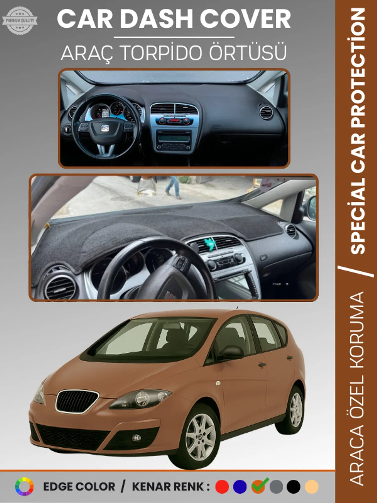SEAT ALTEA (2010-2015) Uyumlu Torpido Örtüsü Araca Özel Ön Göğüs Koruma