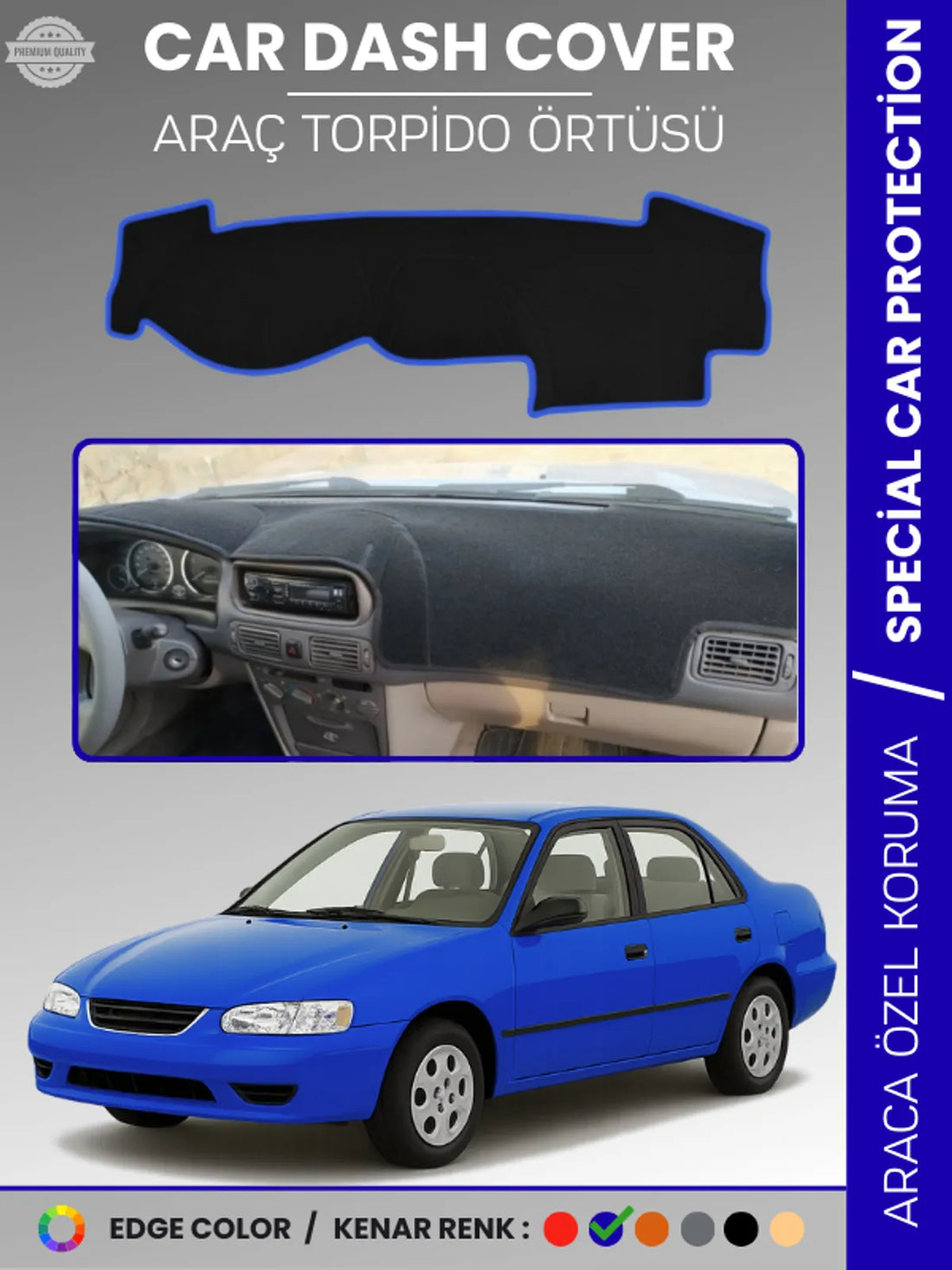 TOYOTA COROLLA E110 (1998-2002) Uyumlu Torpido Örtüsü Araca Özel Ön Göğüs Koruma