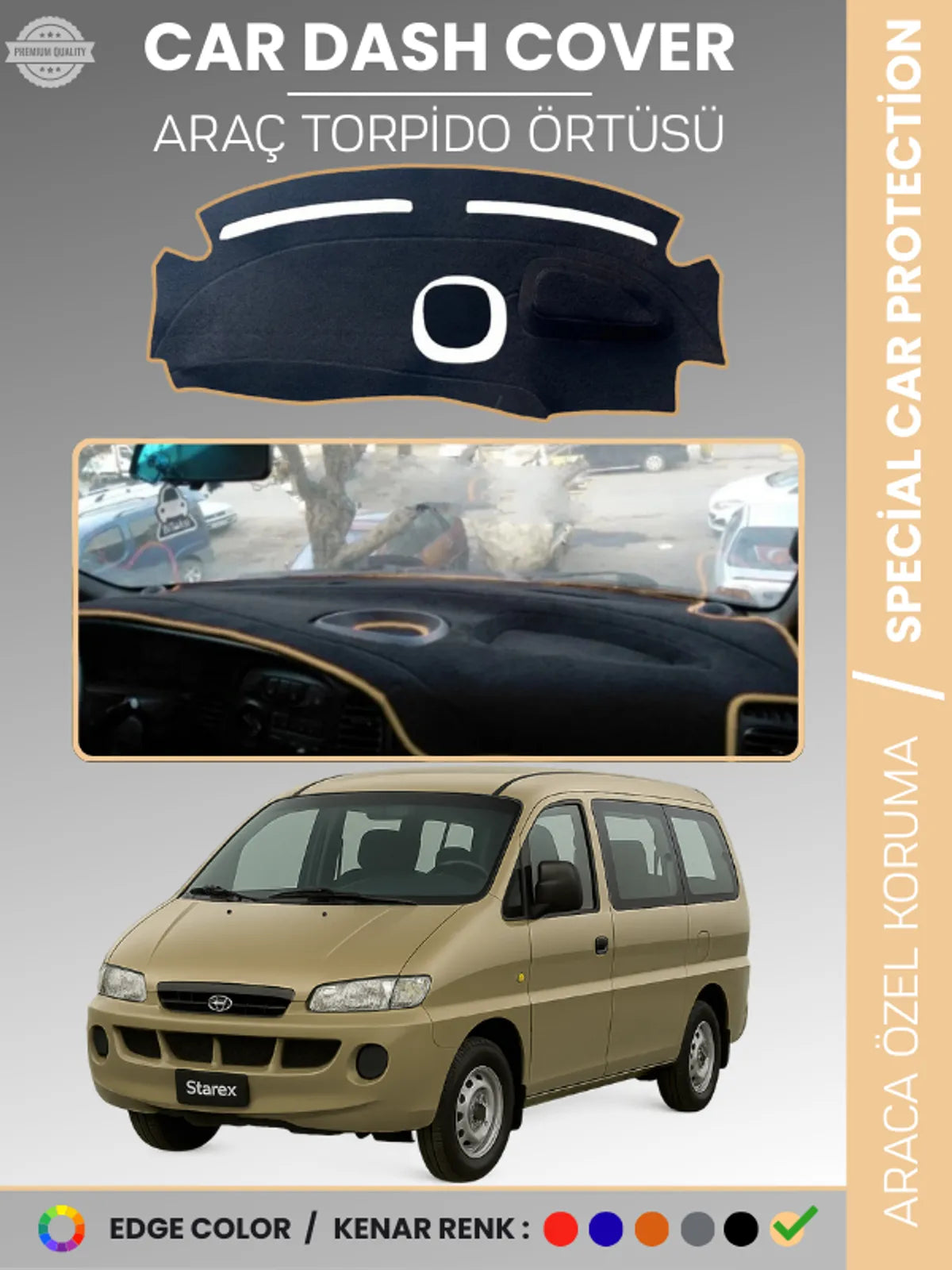 HYUNDAİ STAREX (1997-2007) Uyumlu Torpido Örtüsü Araca Özel Ön Göğüs Koruma
