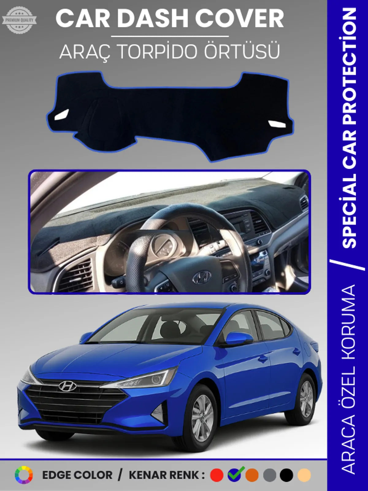 HYUNDAİ ELANTRA (2017-2020) Uyumlu Torpido Örtüsü Araca Özel Ön Göğüs Koruma