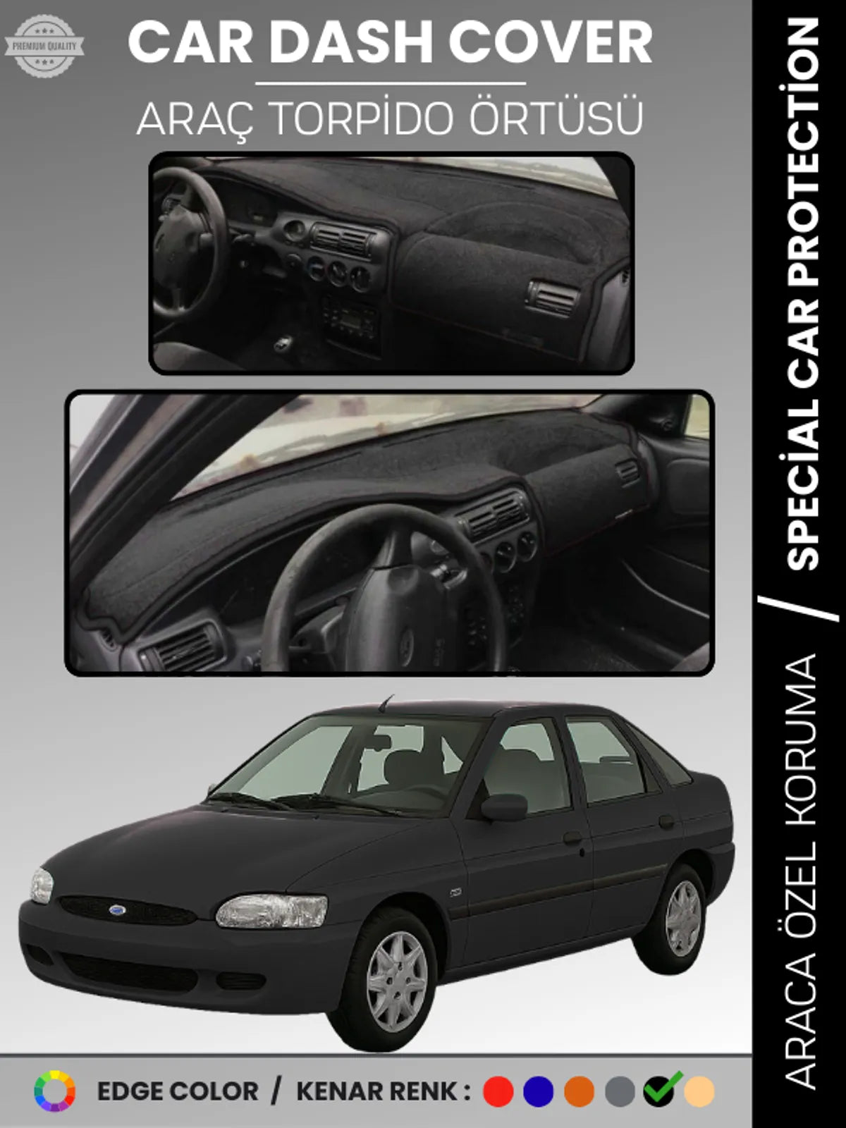 FORD ESCORT (1995-2000) Uyumlu Torpido Örtüsü Araca Özel Ön Göğüs Koruma