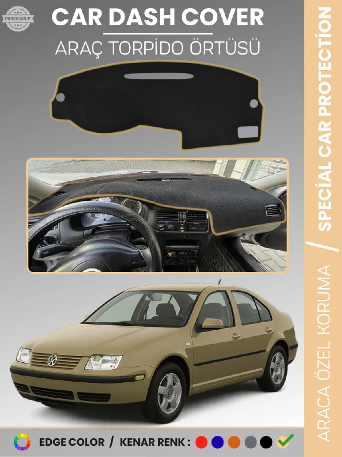 VOLKSWAGEN JETTA (1997-2003) Uyumlu Torpido Örtüsü Araca Özel Ön Göğüs Koruma