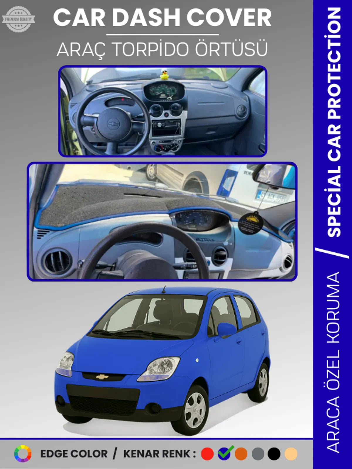CHEVROLET SPARK (2009-2015) Uyumlu Torpido Örtüsü Araca Özel Ön Göğüs Koruma