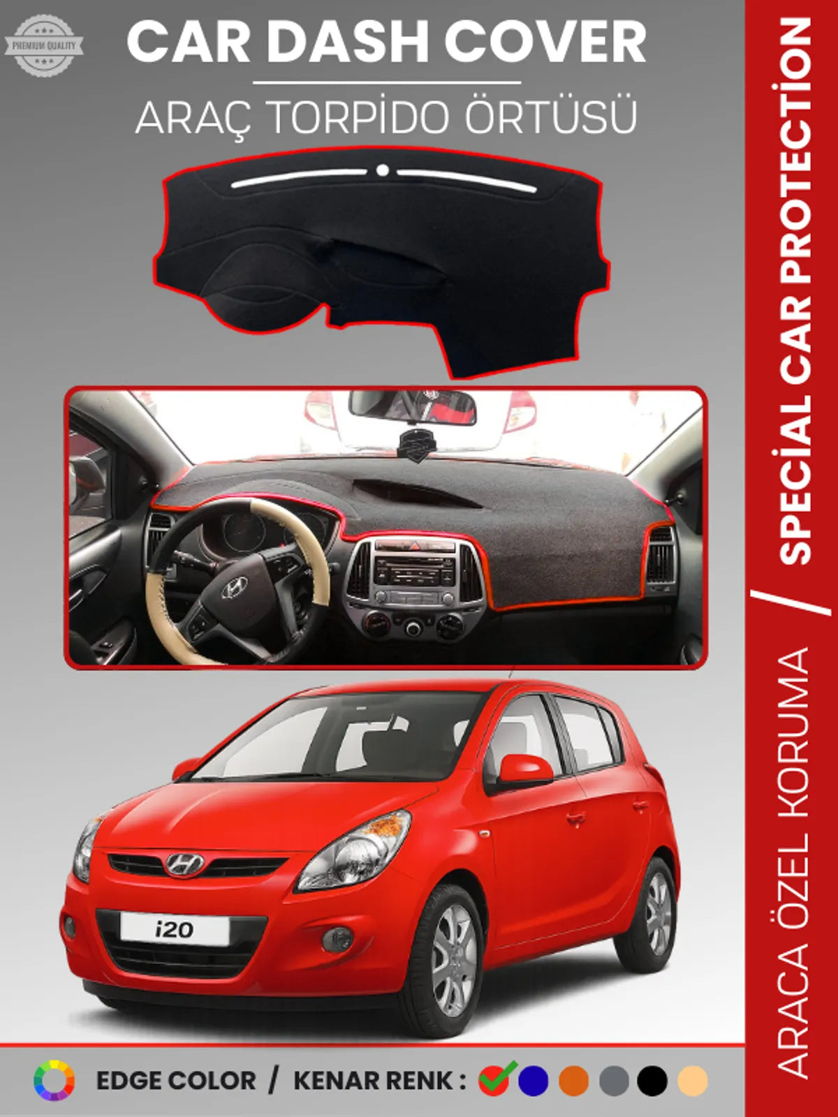 HYUNDAİ İ20 (2008-2014) Uyumlu Torpido Örtüsü Araca Özel Ön Göğüs Koruma