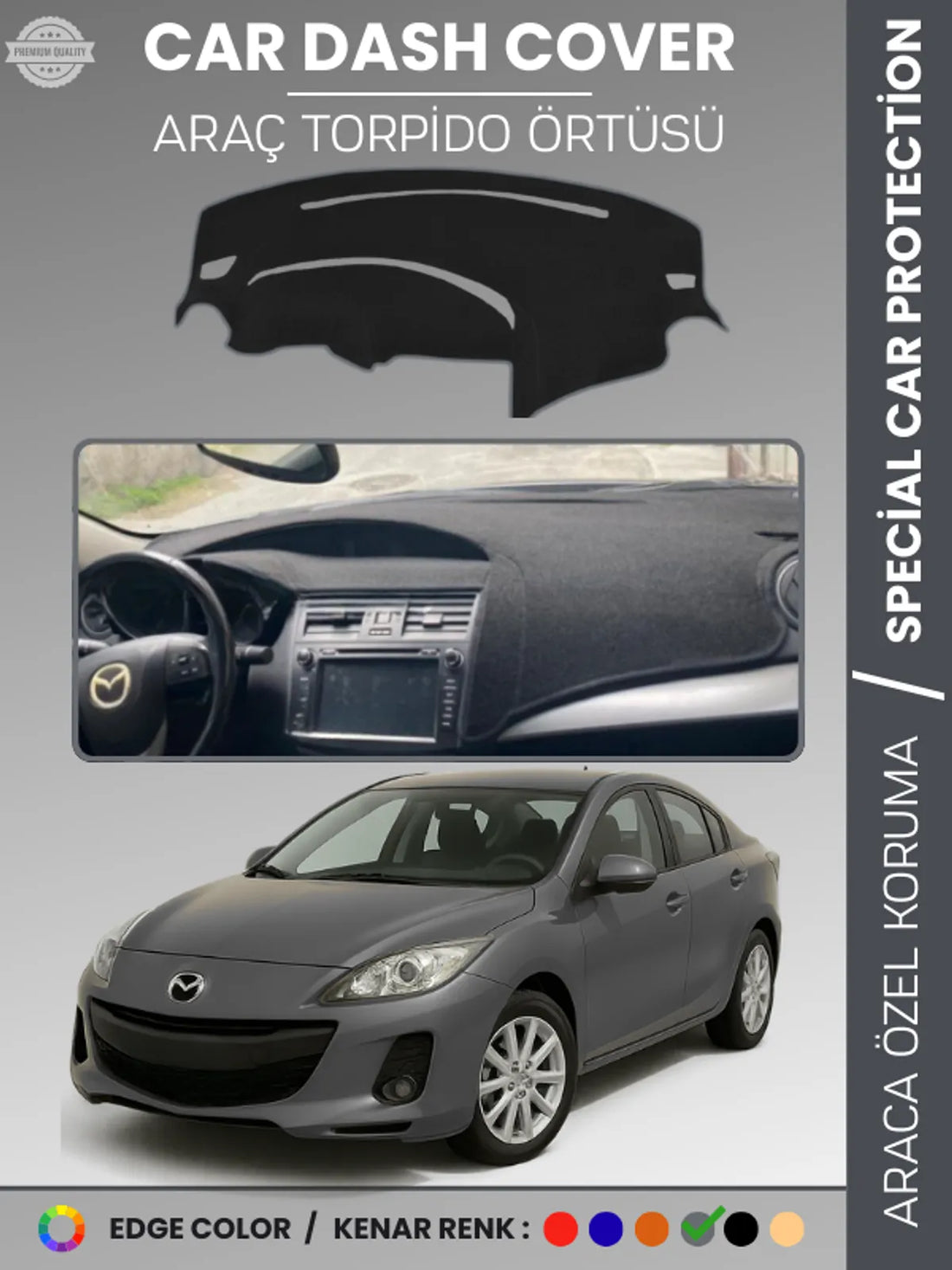 MAZDA 3 (2009-2013) Uyumlu Torpido Örtüsü Araca Özel Ön Göğüs Koruma