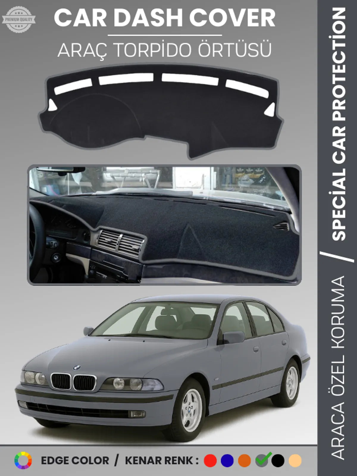 Bmw E39 (2006-2010) Uyumlu Torpido Örtüsü Araca Özel Ön Göğüs Koruma