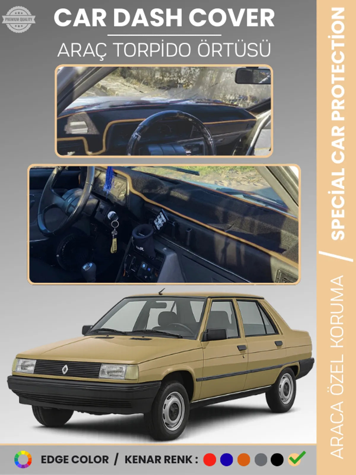 RENAULT 9 BROADWAY Uyumlu Torpido Örtüsü Araca Özel Ön Göğüs Koruma