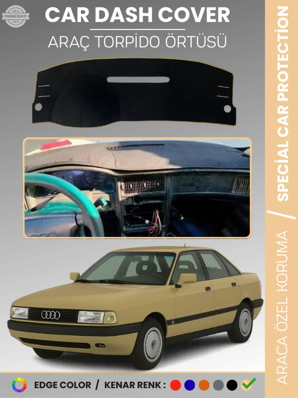 AUDİ 80 (1986-1996) Uyumlu Torpido Örtüsü Araca Özel Ön Göğüs Koruma