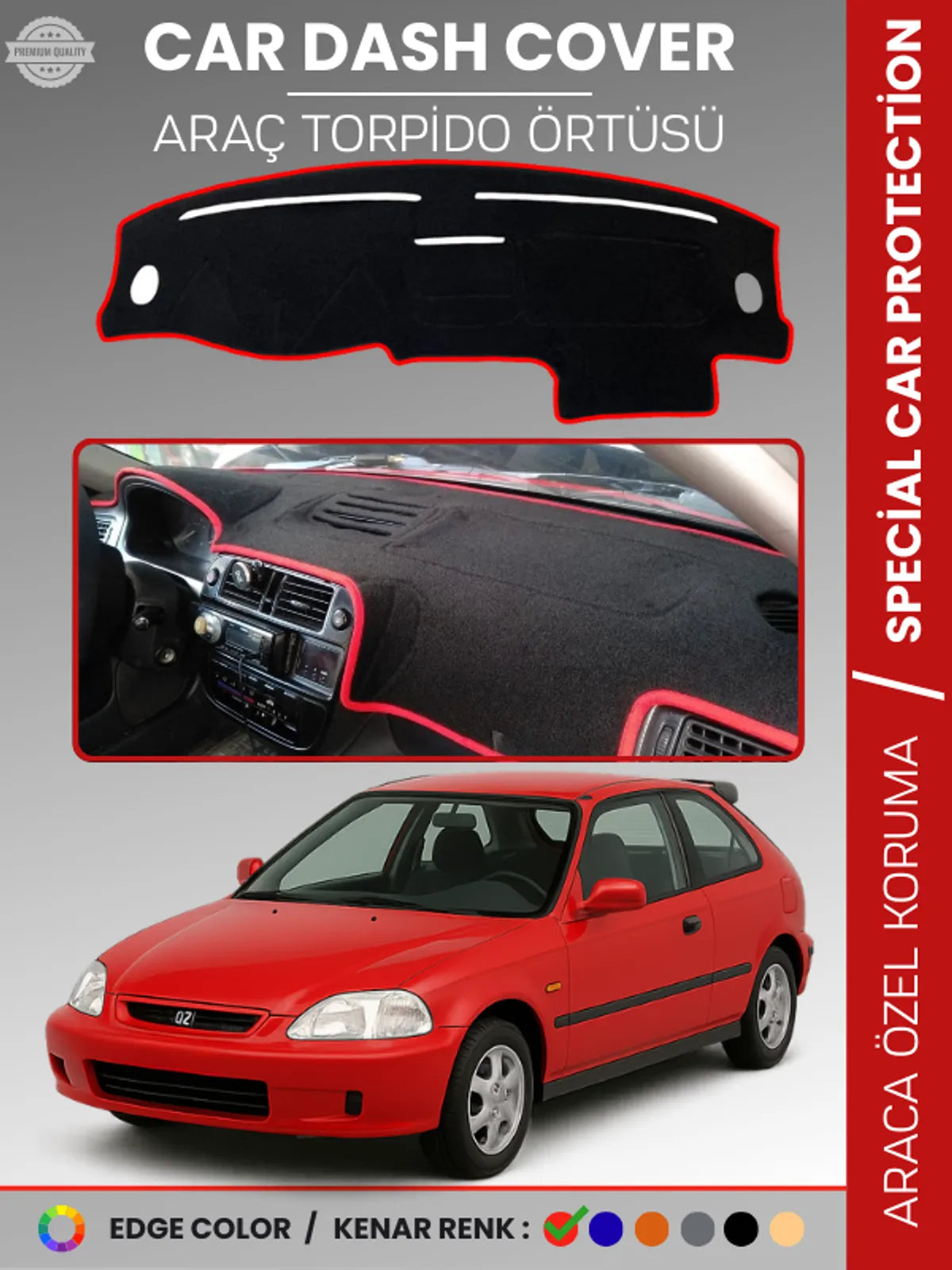 Honda CİVİC EJ-EK-EM (1995-2000) Uyumlu Torpido Örtüsü Araca Özel Ön Göğüs Koruma
