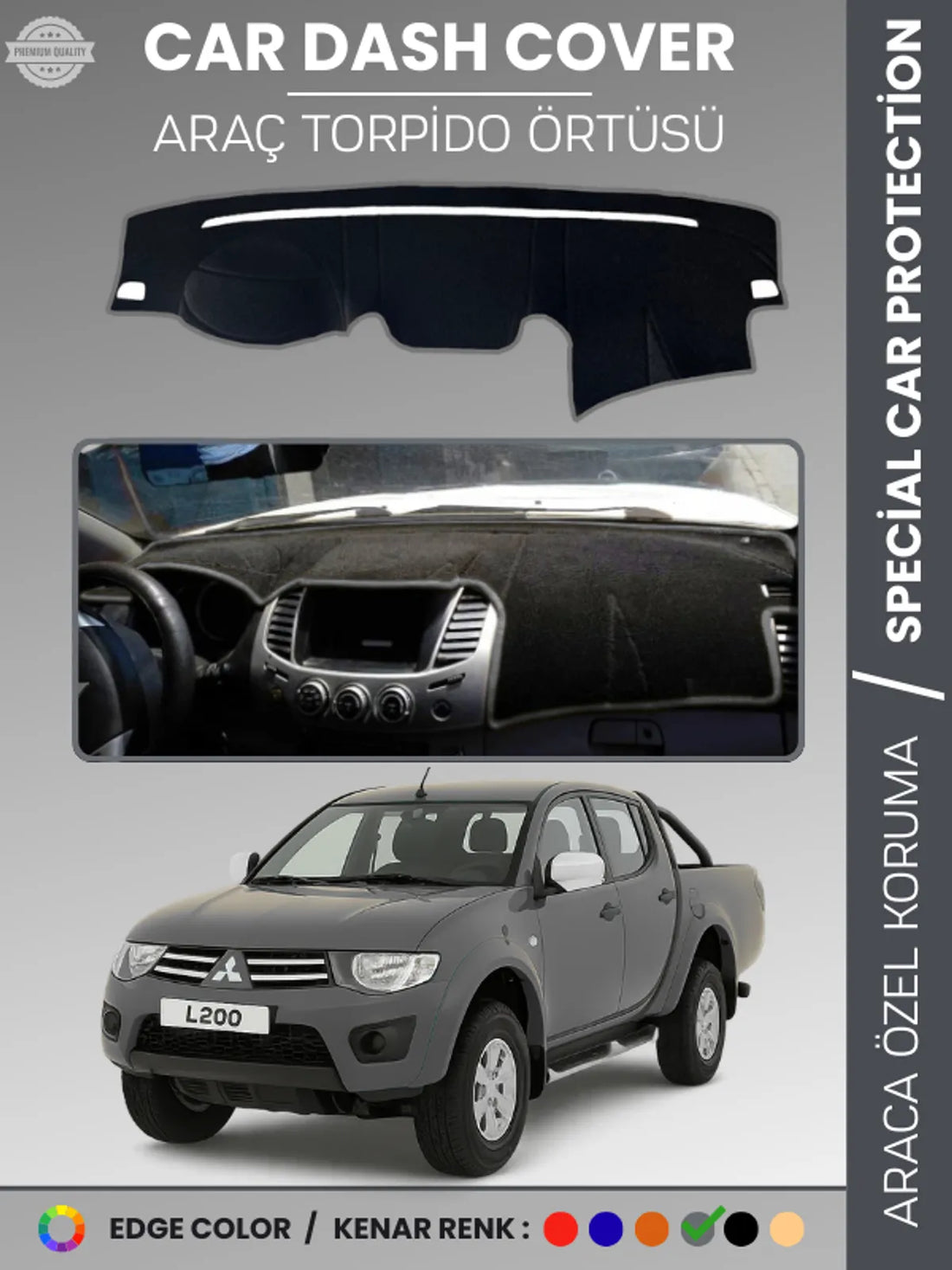MITSUBISHI L200 (2006-2015) Uyumlu Torpido Örtüsü Araca Özel Ön Göğüs Koruma