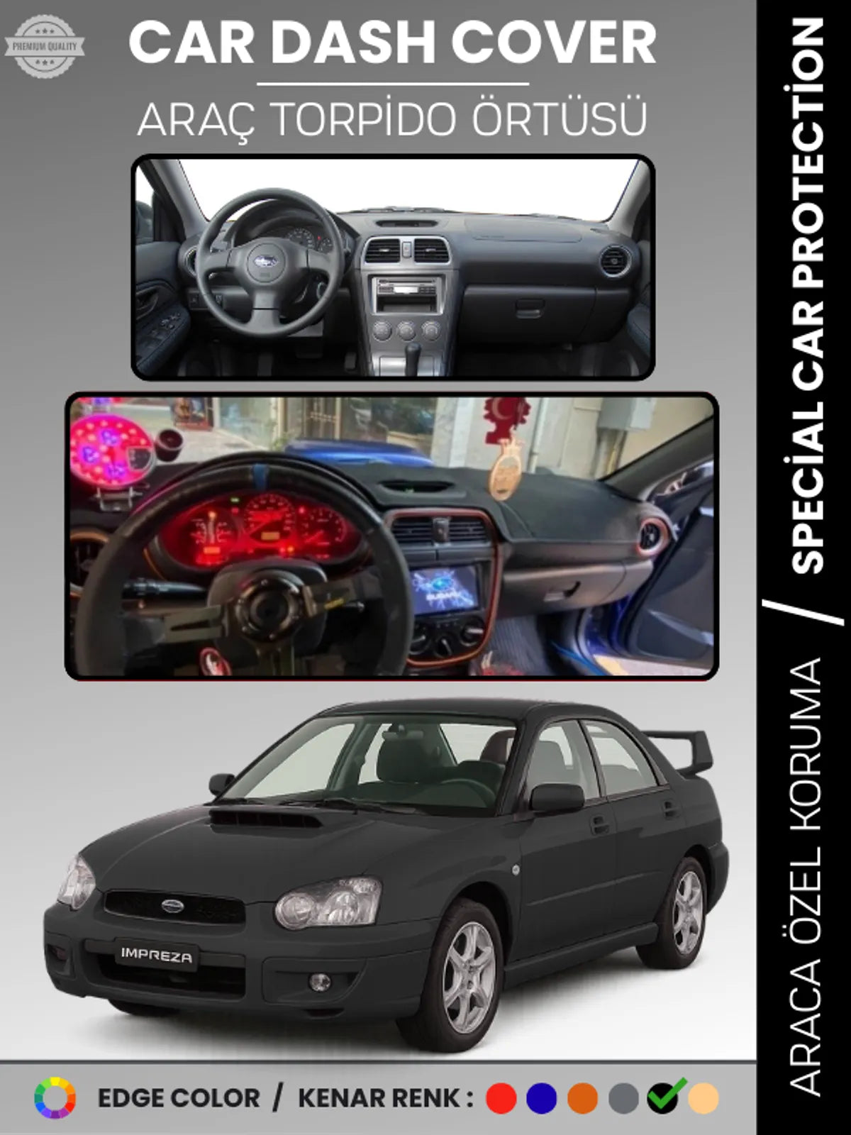 SUBARU IMPREZA (2000-2007) Uyumlu Torpido Örtüsü Araca Özel Ön Göğüs Koruma