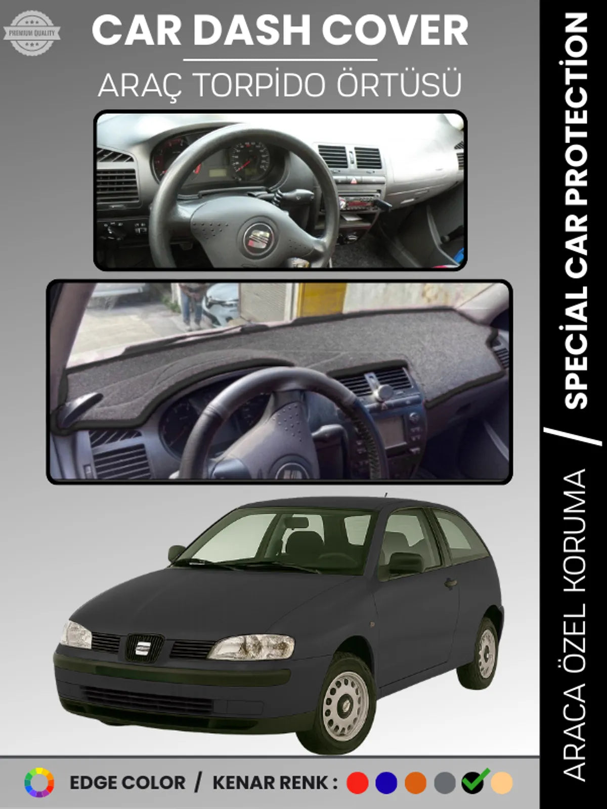 SEAT İBİZA (1998-2001) Uyumlu Torpido Örtüsü Araca Özel Ön Göğüs Koruma