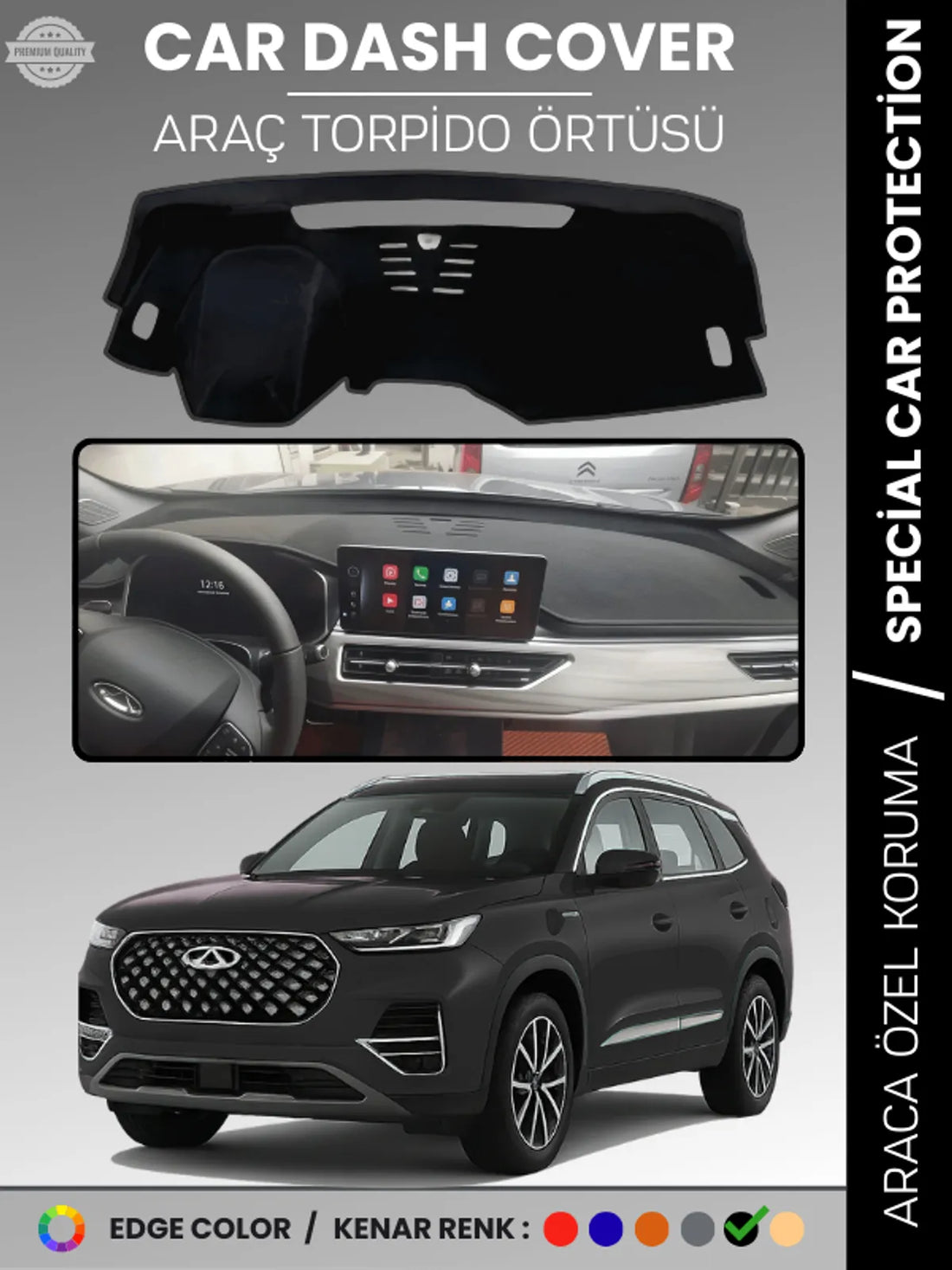 Chery Tiggo 8 Pro (2020+) Uyumlu Torpido Örtüsü Araca Özel Ön Göğüs Koruma