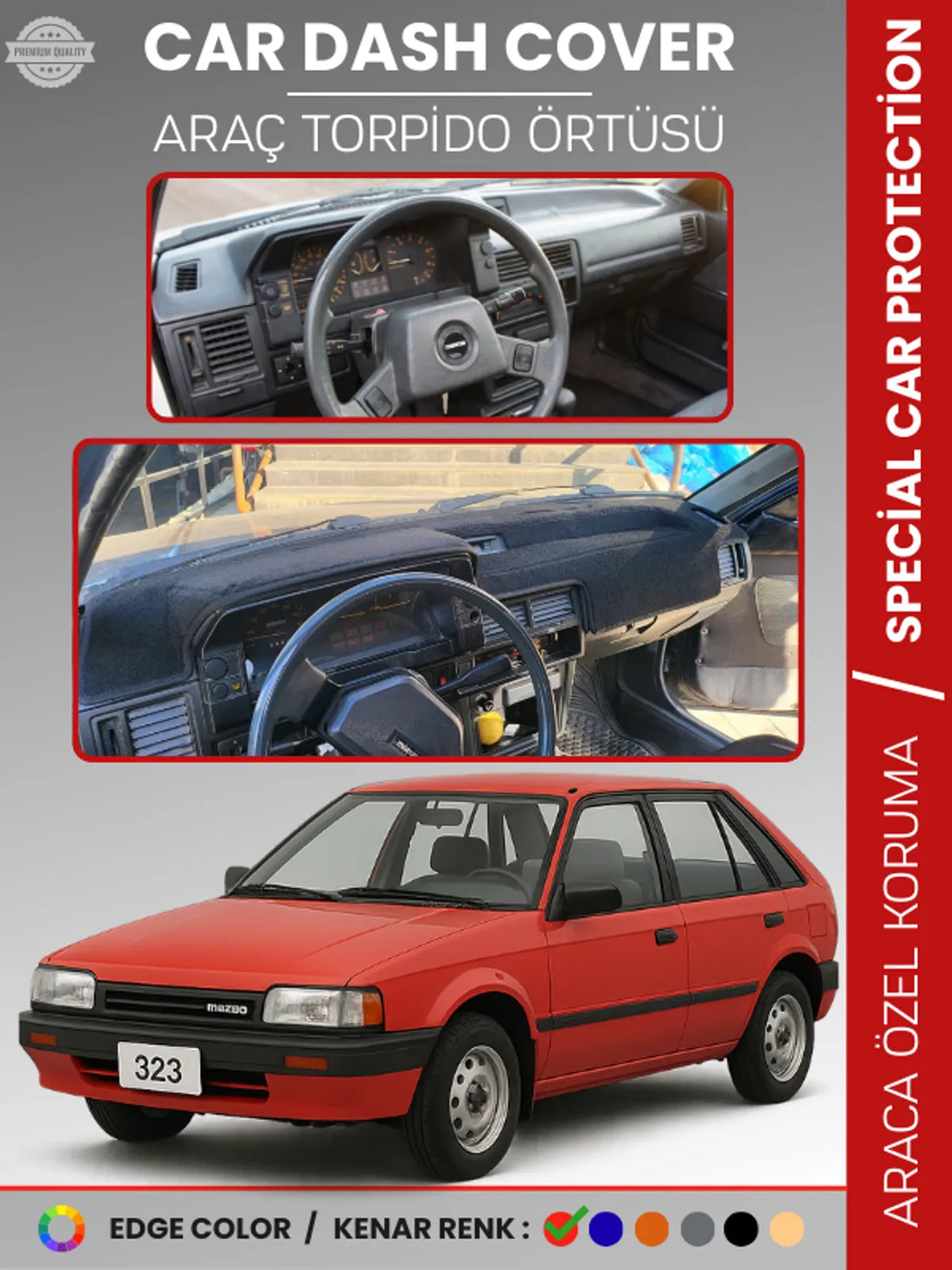 MAZDA 323 BF (1985-1989) Uyumlu Torpido Örtüsü Araca Özel Ön Göğüs Koruma