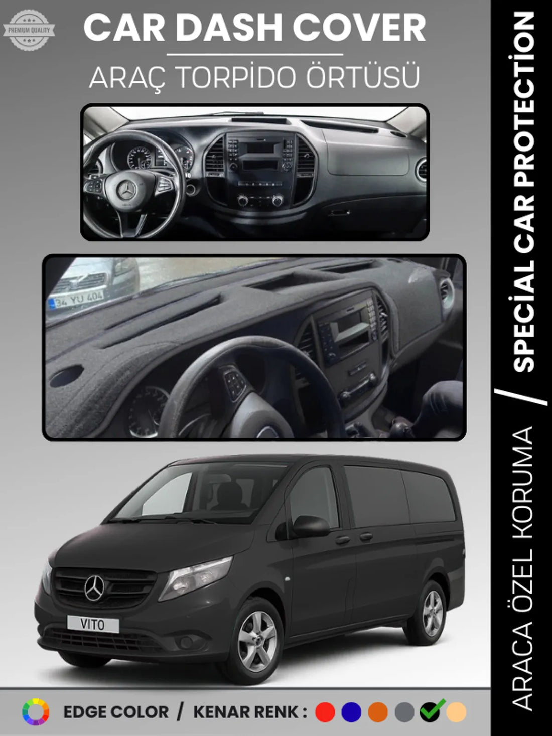 MERCEDES VITO W447 (2014-2023) Uyumlu Torpido Örtüsü Araca Özel Ön Göğüs Koruma