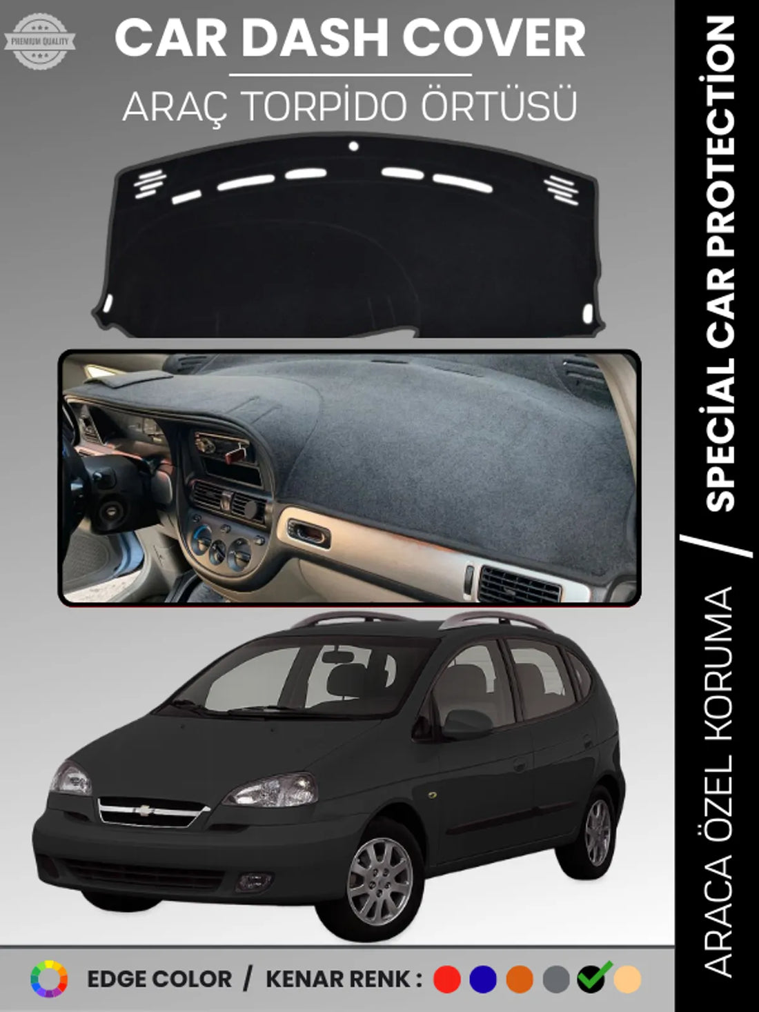 CHEVROLET REZZO (2000-2011) Uyumlu Torpido Örtüsü Araca Özel Ön Göğüs Koruma