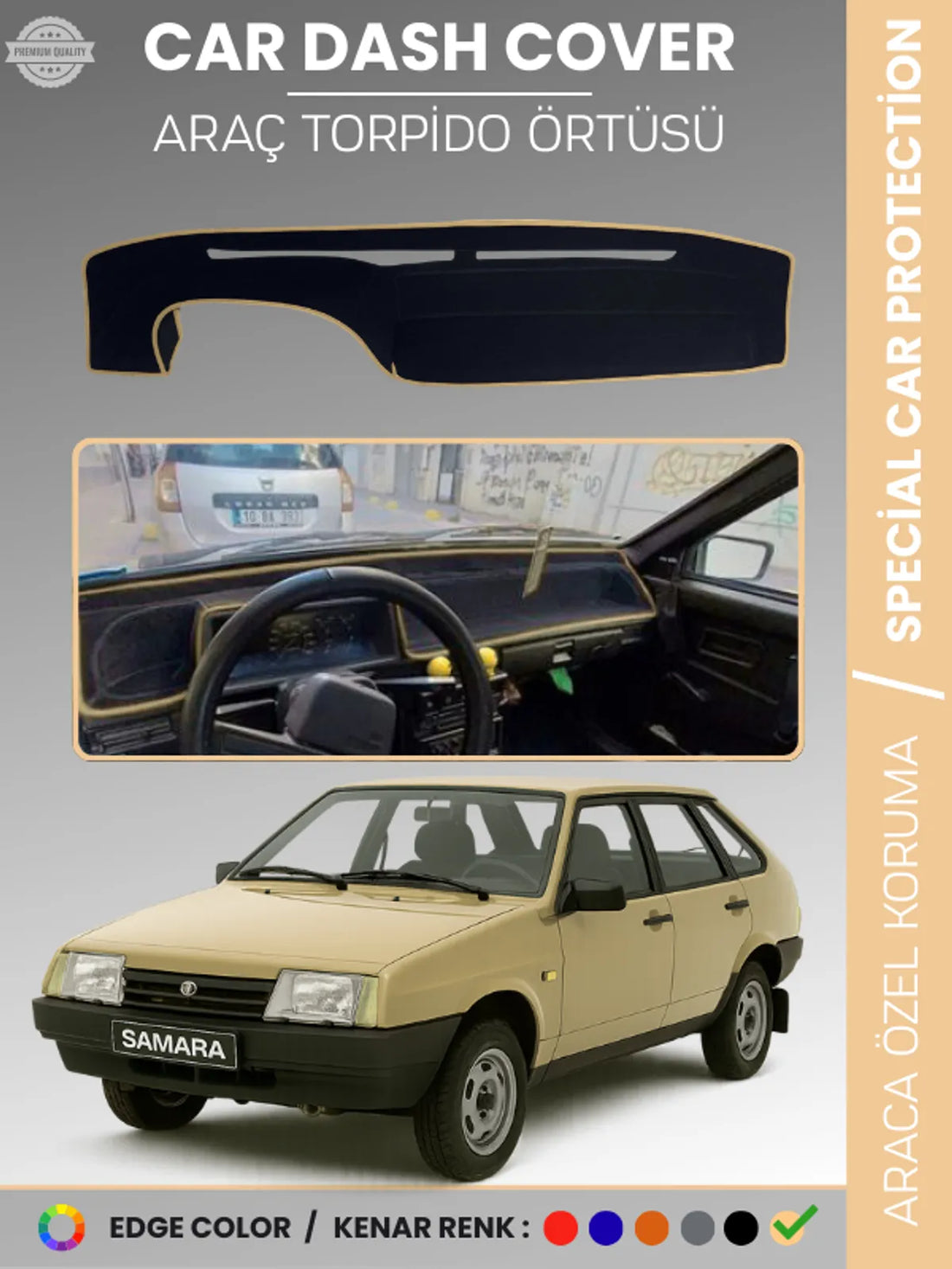 LADA SAMARA KARBİRATÖRLÜ (1990-2004) Uyumlu Torpido Örtüsü Araca Özel Ön Göğüs Koruma