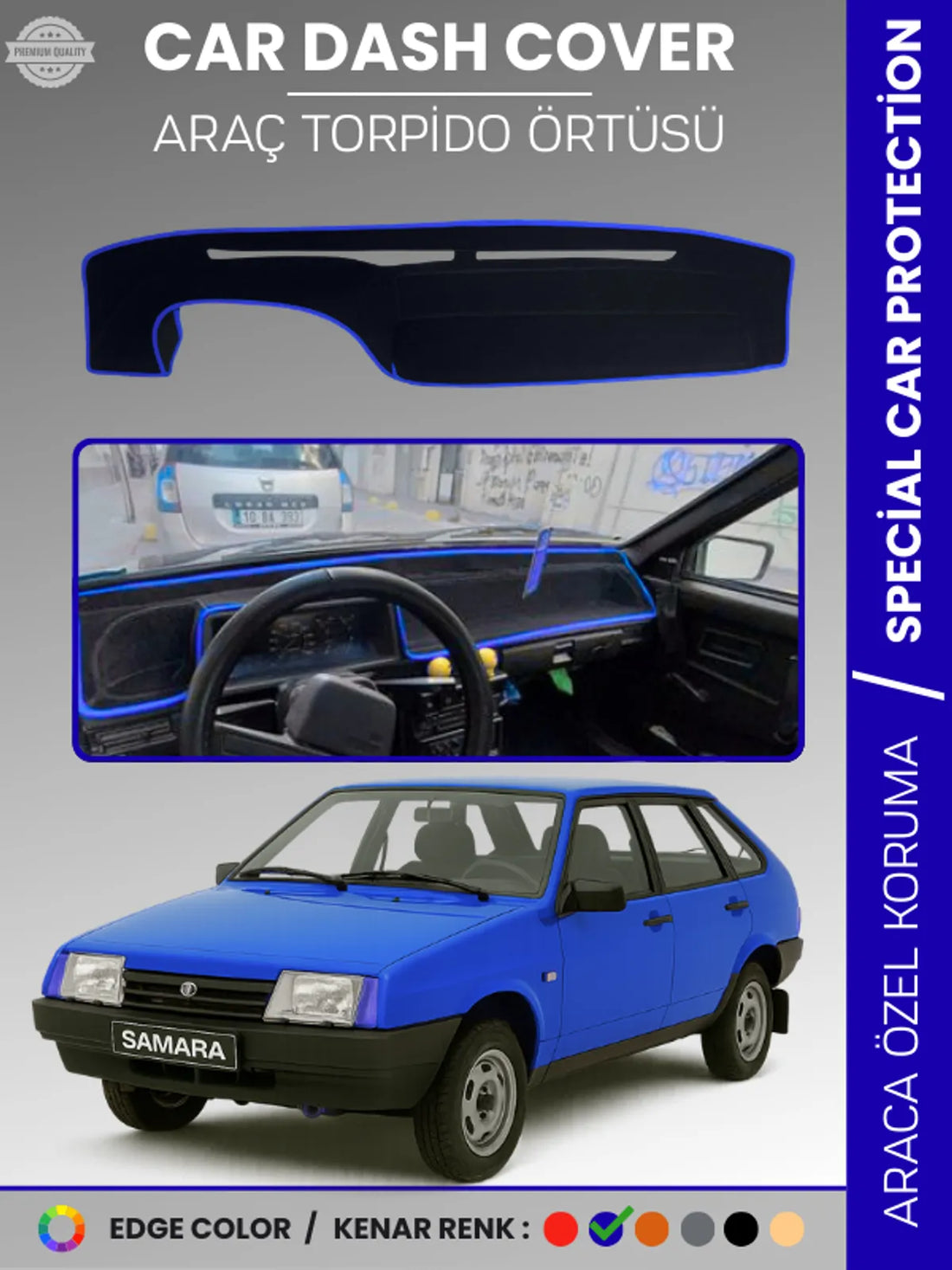 LADA SAMARA KARBİRATÖRLÜ (1990-2004) Uyumlu Torpido Örtüsü Araca Özel Ön Göğüs Koruma