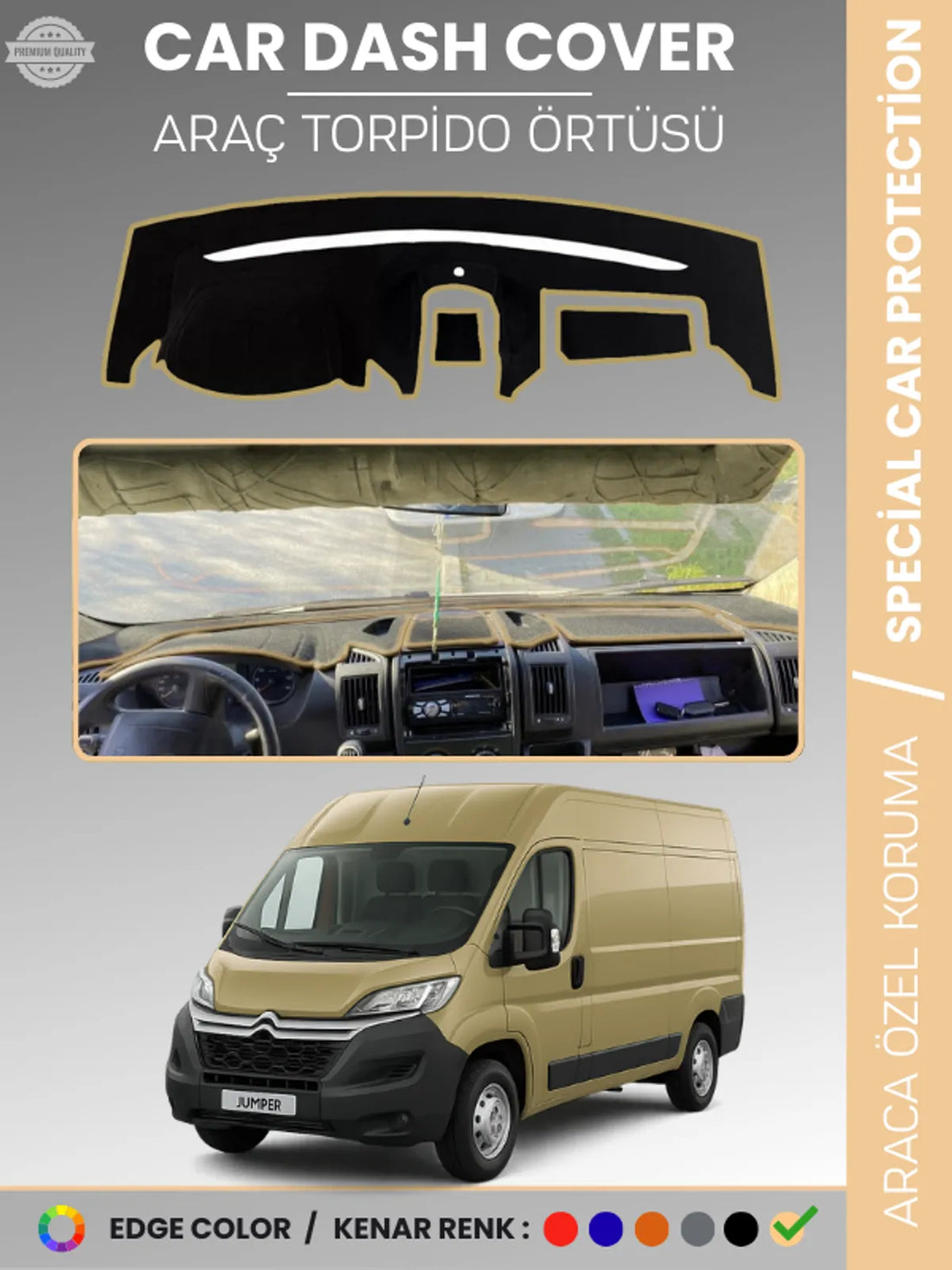 CITROEN JUMPER X290 KASA (2014-2024) Uyumlu Torpido Örtüsü Araca Özel Ön Göğüs Koruma