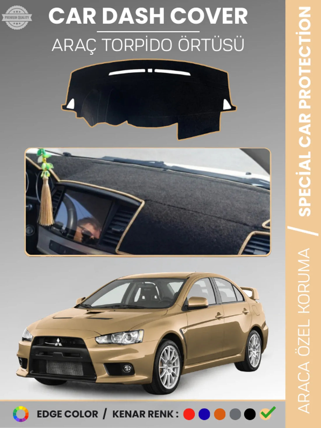 MITSUBISHI LANCER (2007-2017) Uyumlu Torpido Örtüsü Araca Özel Ön Göğüs Koruma