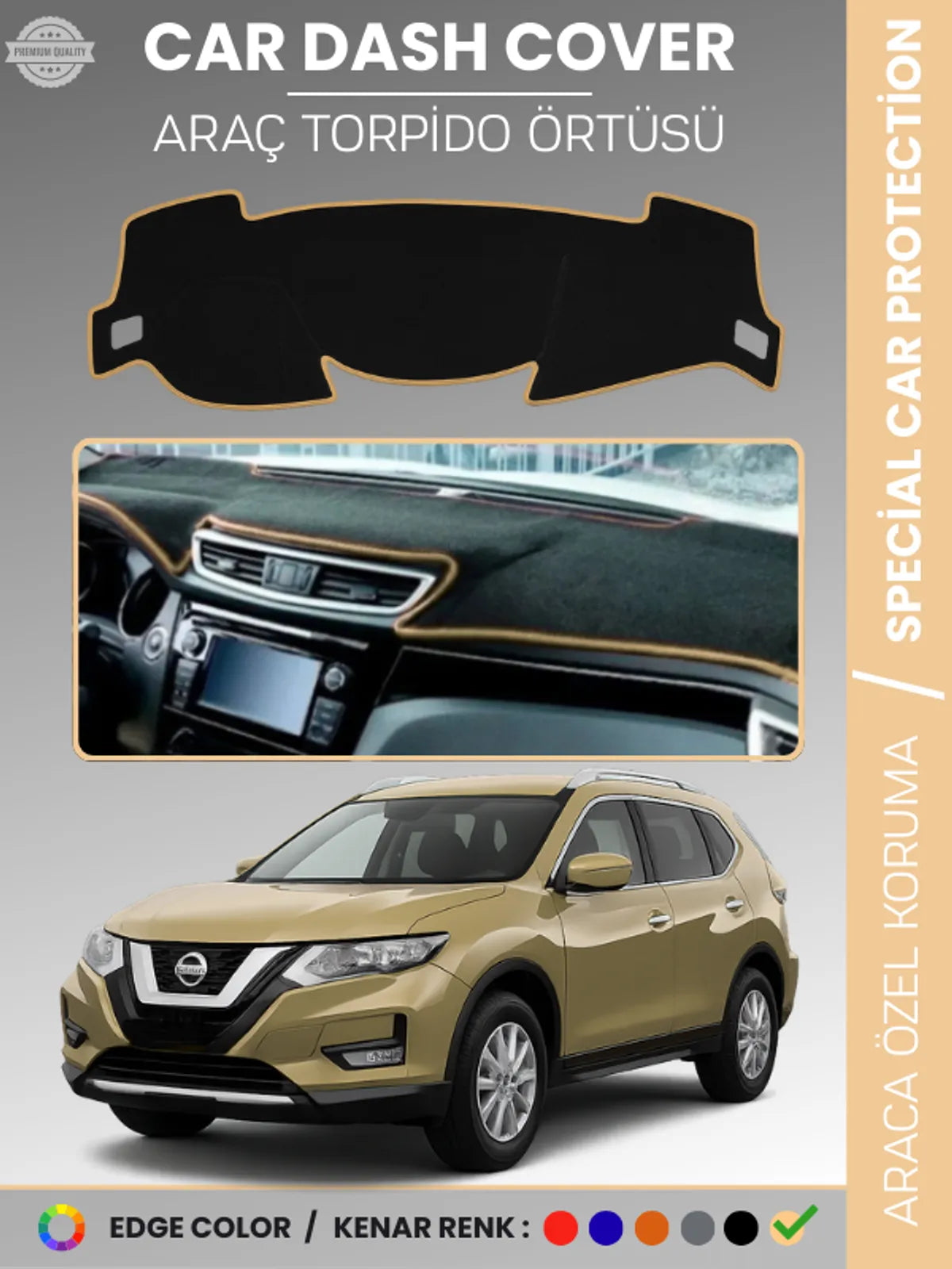 NISSAN X-TRAIL T32 (2014-2021) Uyumlu Torpido Örtüsü Araca Özel Ön Göğüs Koruma