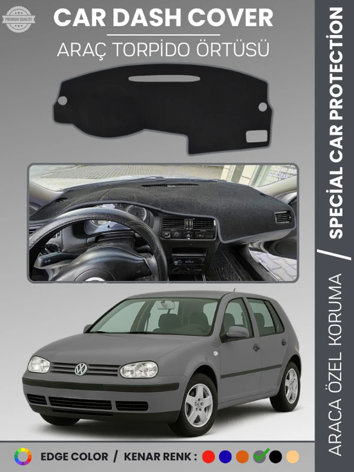 VOLKSWAGEN GOLF 4 (1997-2003) Uyumlu Torpido Örtüsü Araca Özel Ön Göğüs Koruma