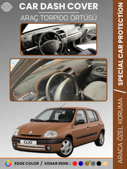 RENAULT CLIO 2 EKRANLI + ÇUKURLU (2001-2012) Uyumlu Torpido Örtüsü Araca Özel Ön Göğüs Koruma
