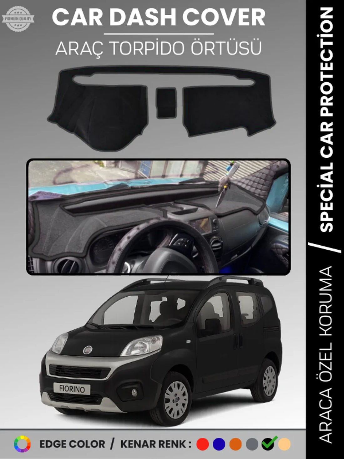 FIAT FİORİNO (2007-2024) Uyumlu Torpido Örtüsü Araca Özel Ön Göğüs Koruma
