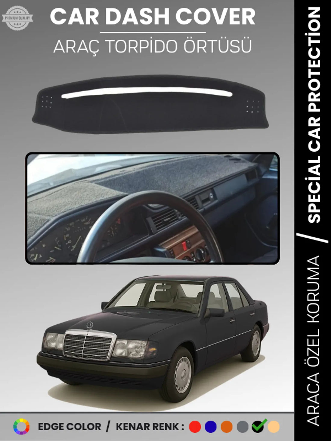 MERCEDES E SERİSİ W124 (1984-1995) Uyumlu Torpido Örtüsü Araca Özel Ön Göğüs Koruma