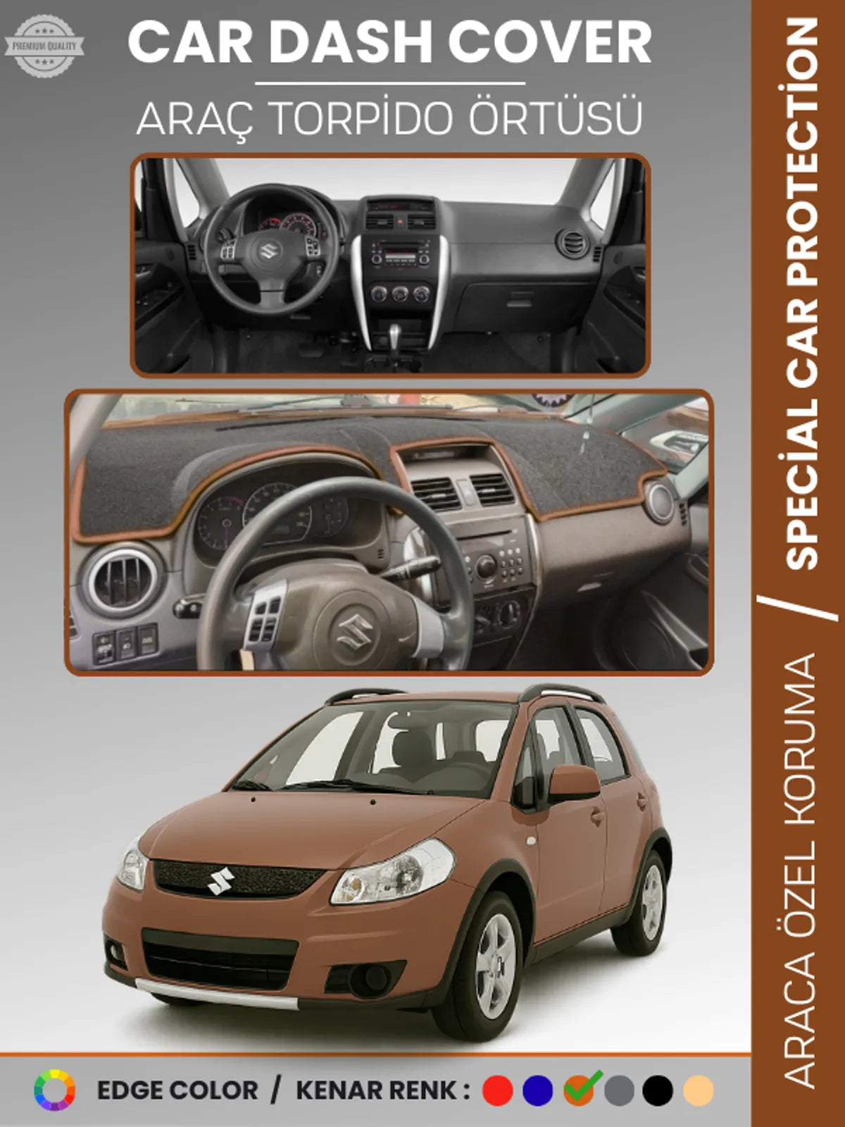 SUZUKI SX4 (2006-2014) Uyumlu Torpido Örtüsü Araca Özel Ön Göğüs Koruma